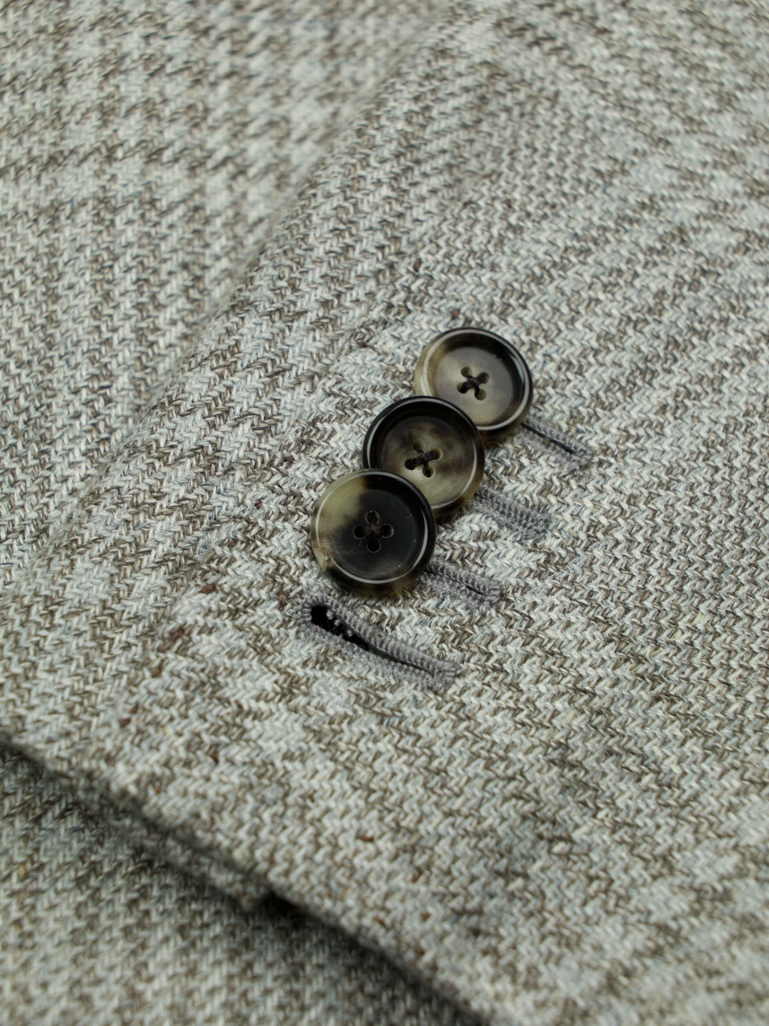 Cesare Attolini Taupe Wool, Silk & Linen Prince of Wales Jacket