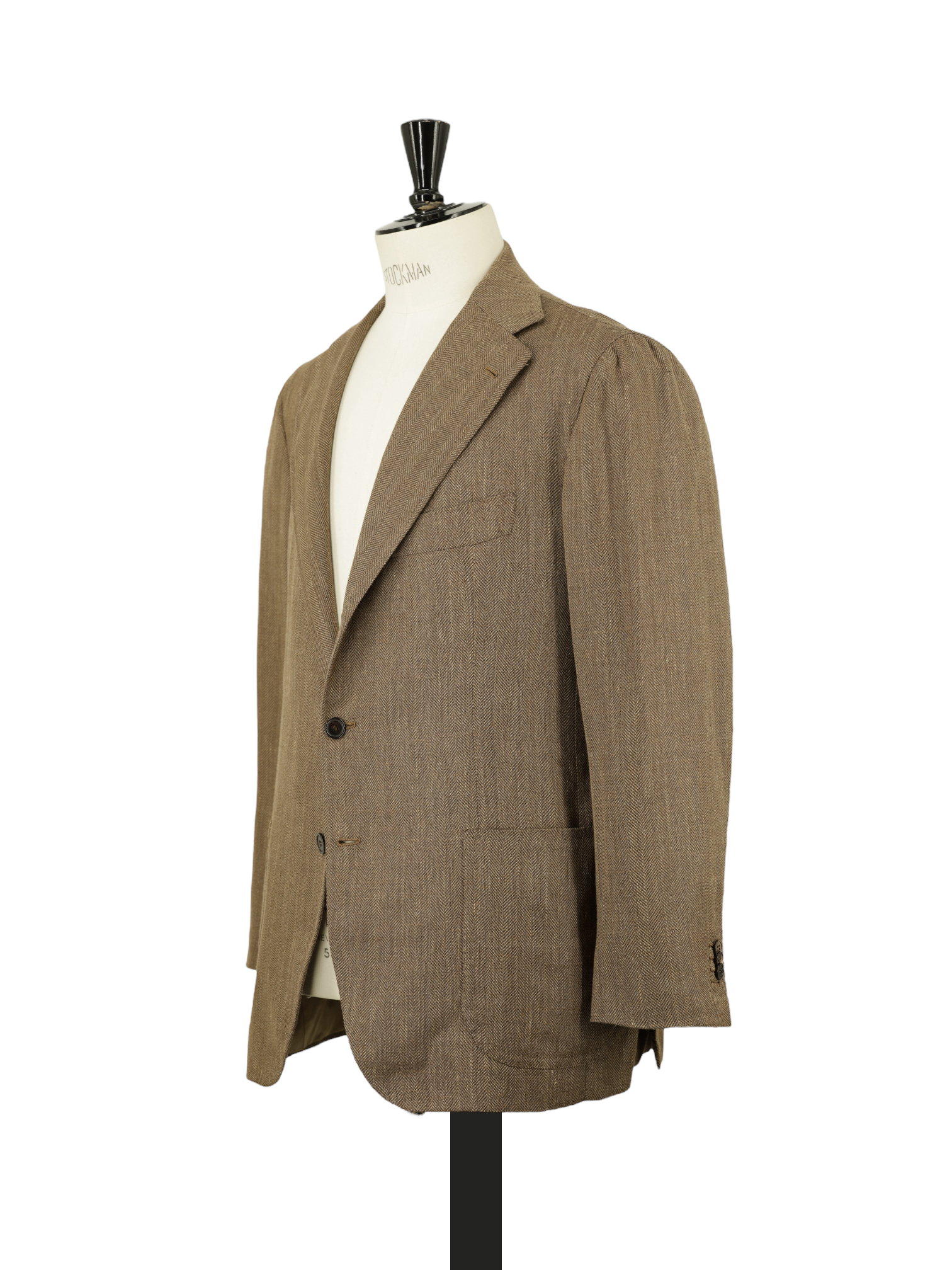 Orazio Luciano Brown Wool, Silk & Linen Herringbone Jacket