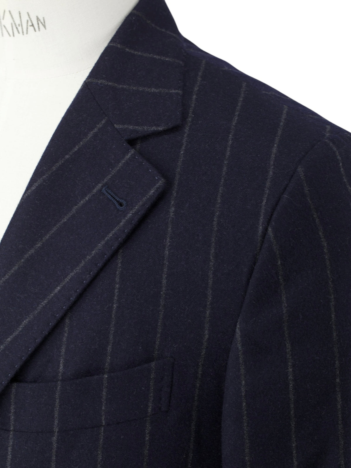 Brunello Cucinelli Navy Wool & Cashmere Elbow-Patch Chalkstripe Jacket
