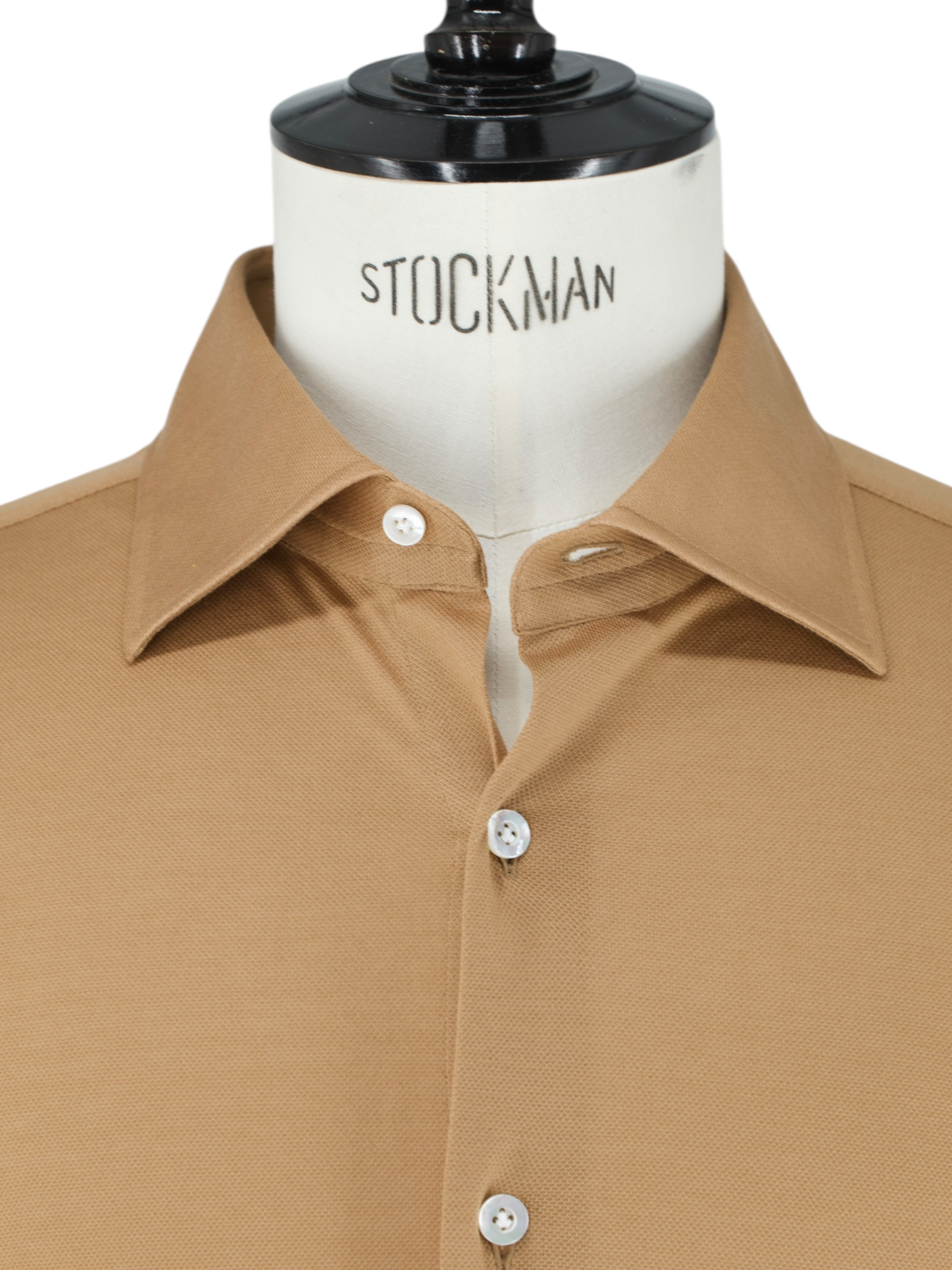 Fray Caramel Brown Cotton Piqué-Knitted "Gabriel" Shirt