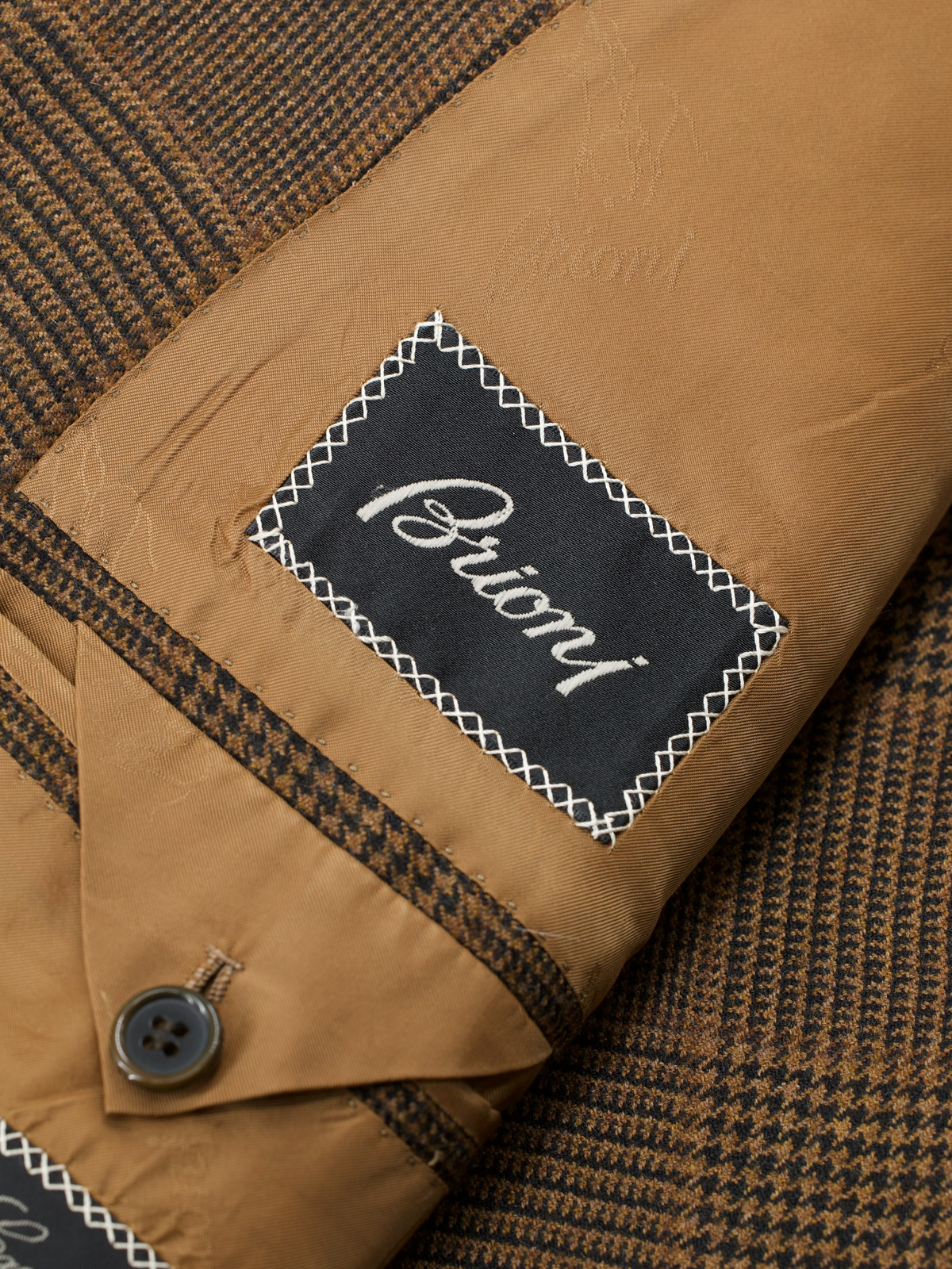 Brioni Dark Brown Pure Cashmere Prince of Wales Jacket