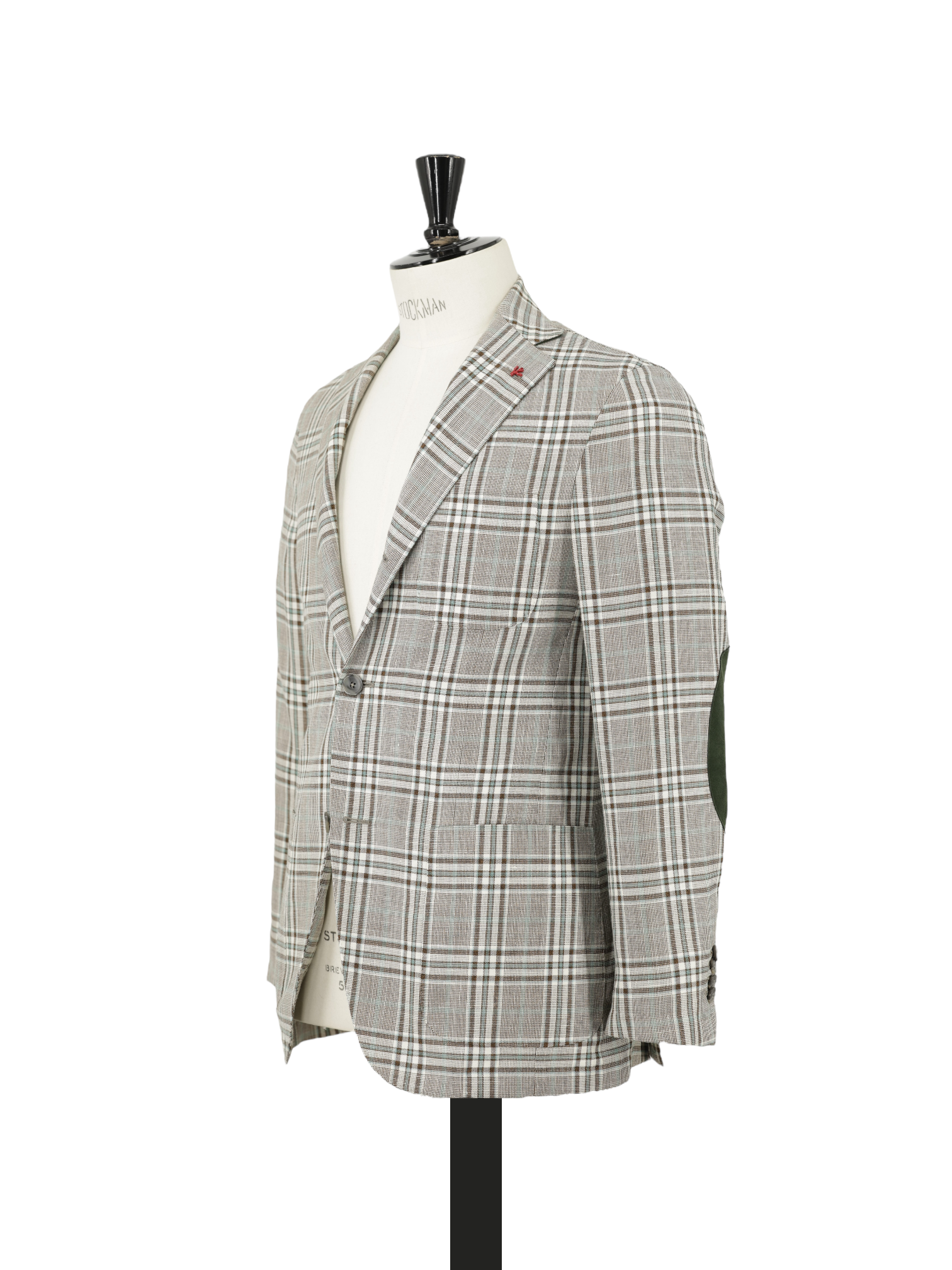 Isaia Taupe & Turquoise Wool, Linen, Silk & Cashmere Tartan Jacket