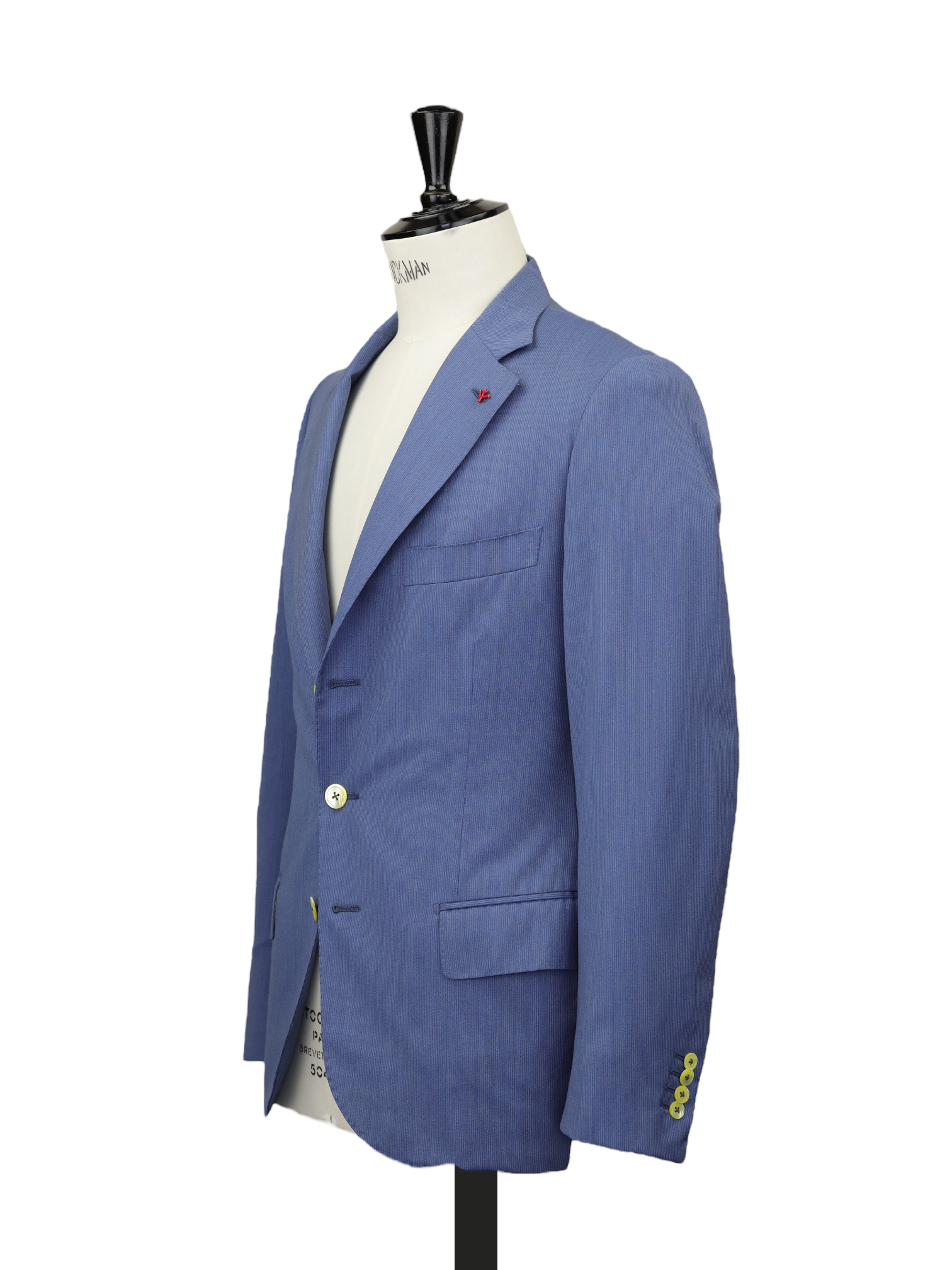 Isaia Steel Blue Wool & Silk Micro-Pinstripe Jacket