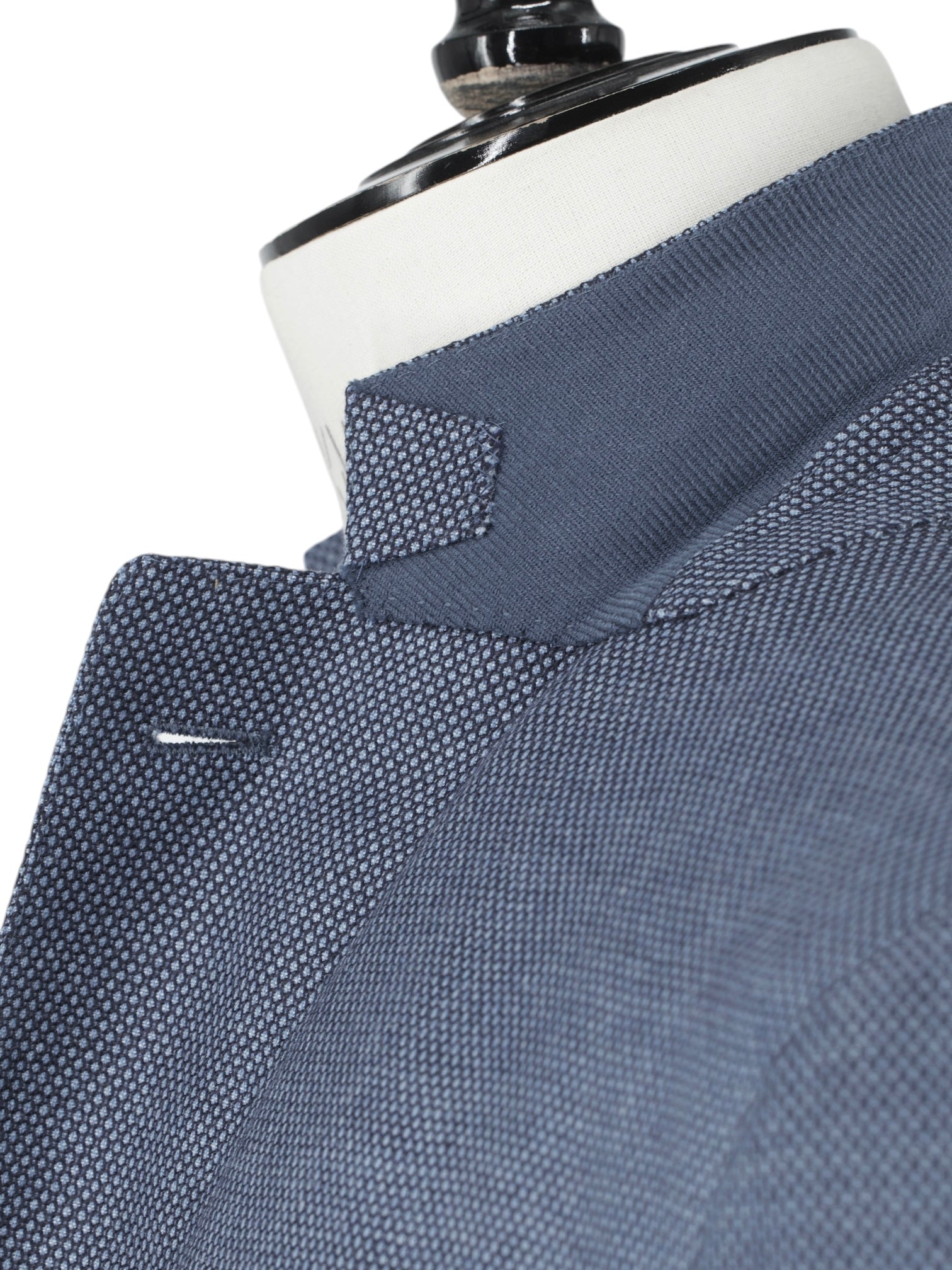 Ermenegildo Zegna Steel Blue Cotton, Cashmere & Rayon Micro-Pattern "Street" Jacket