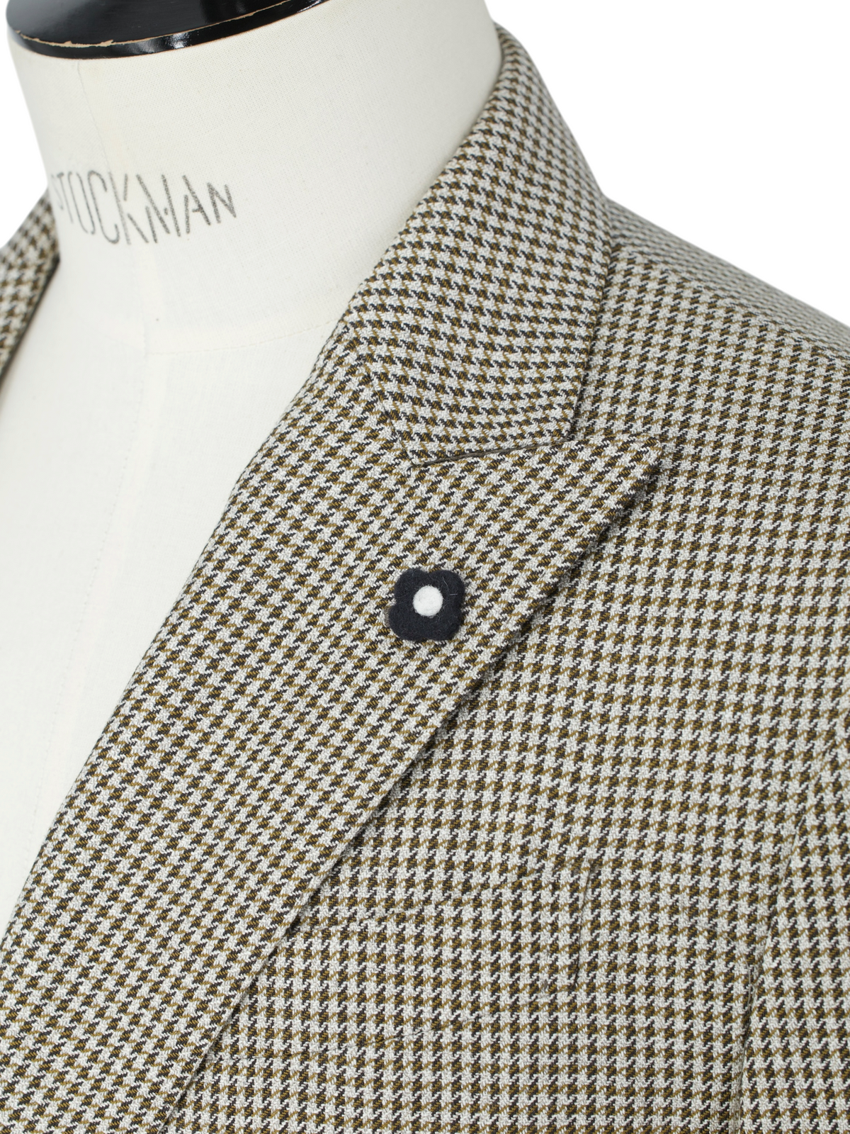 Lardini Light Brown Double-Breasted Wool & Silk Pied de Poule Jacket