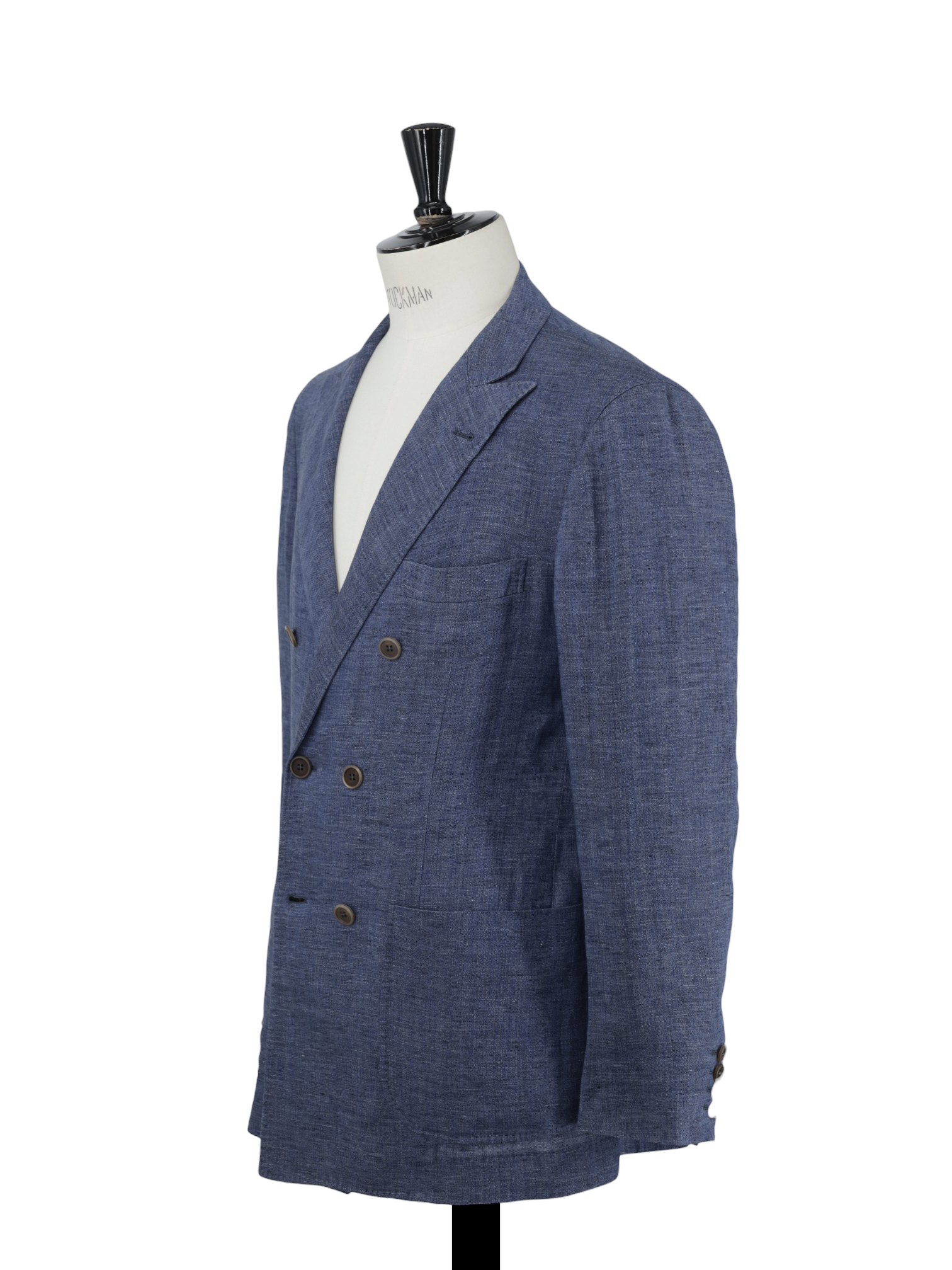 Brunello Cucinelli Light Blue Double-Breasted Pure Linen Summer Jacket