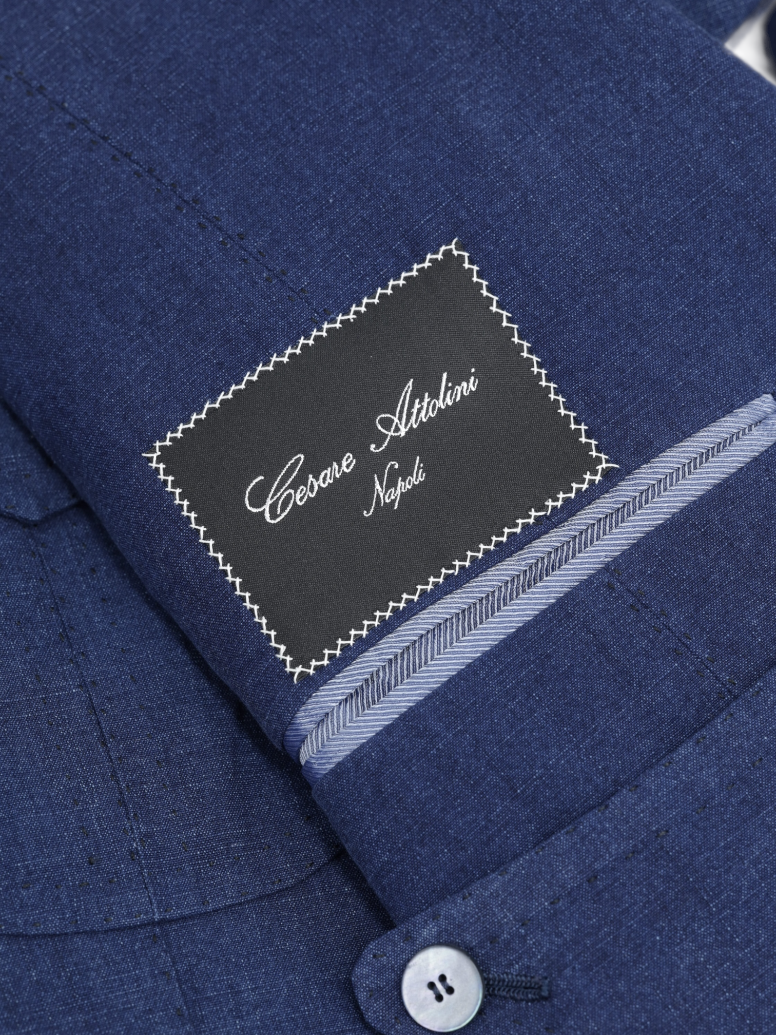 Cesare Attolini Neapolitan Blue Cotton Sahariana Summer Jacket
