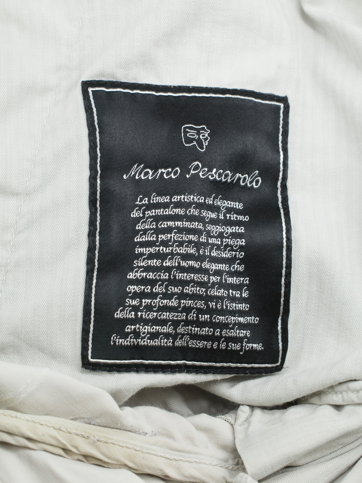 Marco Pescarolo Ecru Cotton & Elastane Plain Chino