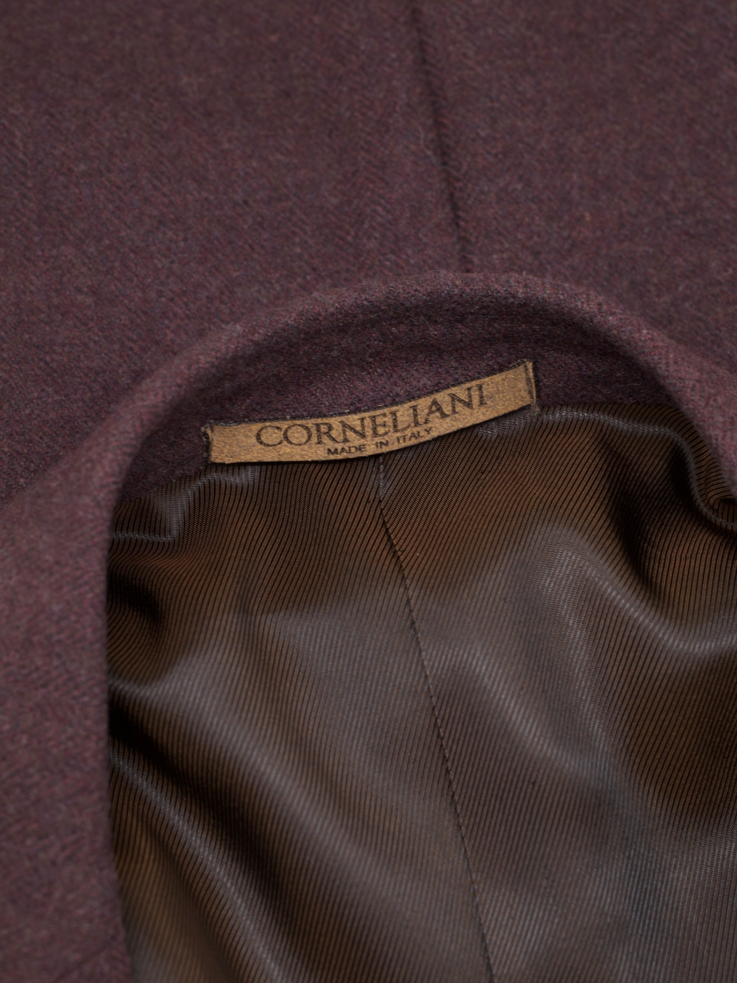 Corneliani Aubergine Brushed Wool & Cashmere Herringbone Jacket