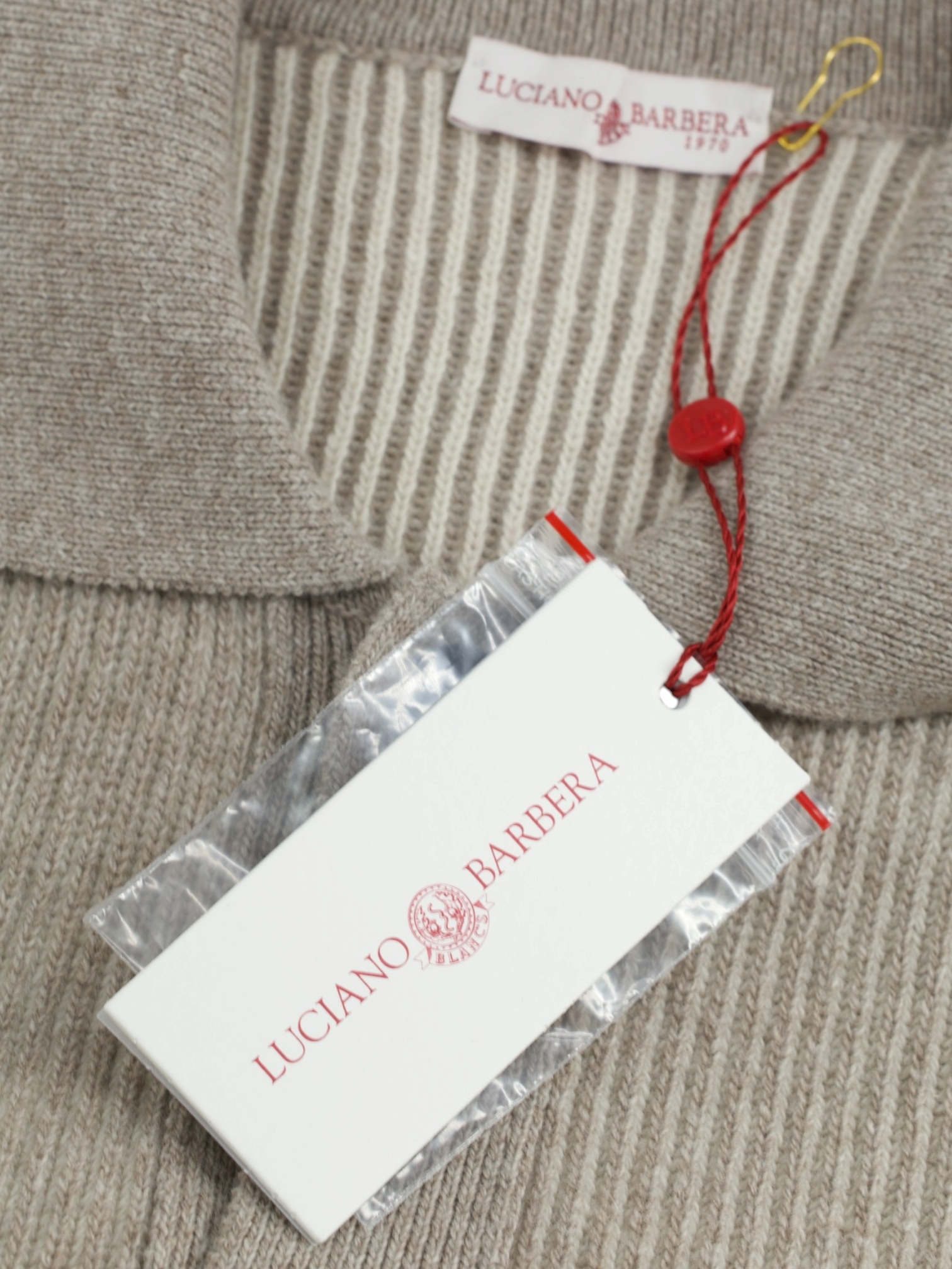 Luciano Barbera Taupe Wool & Cashmere Rib-Knitted Straight-Fit Sweater