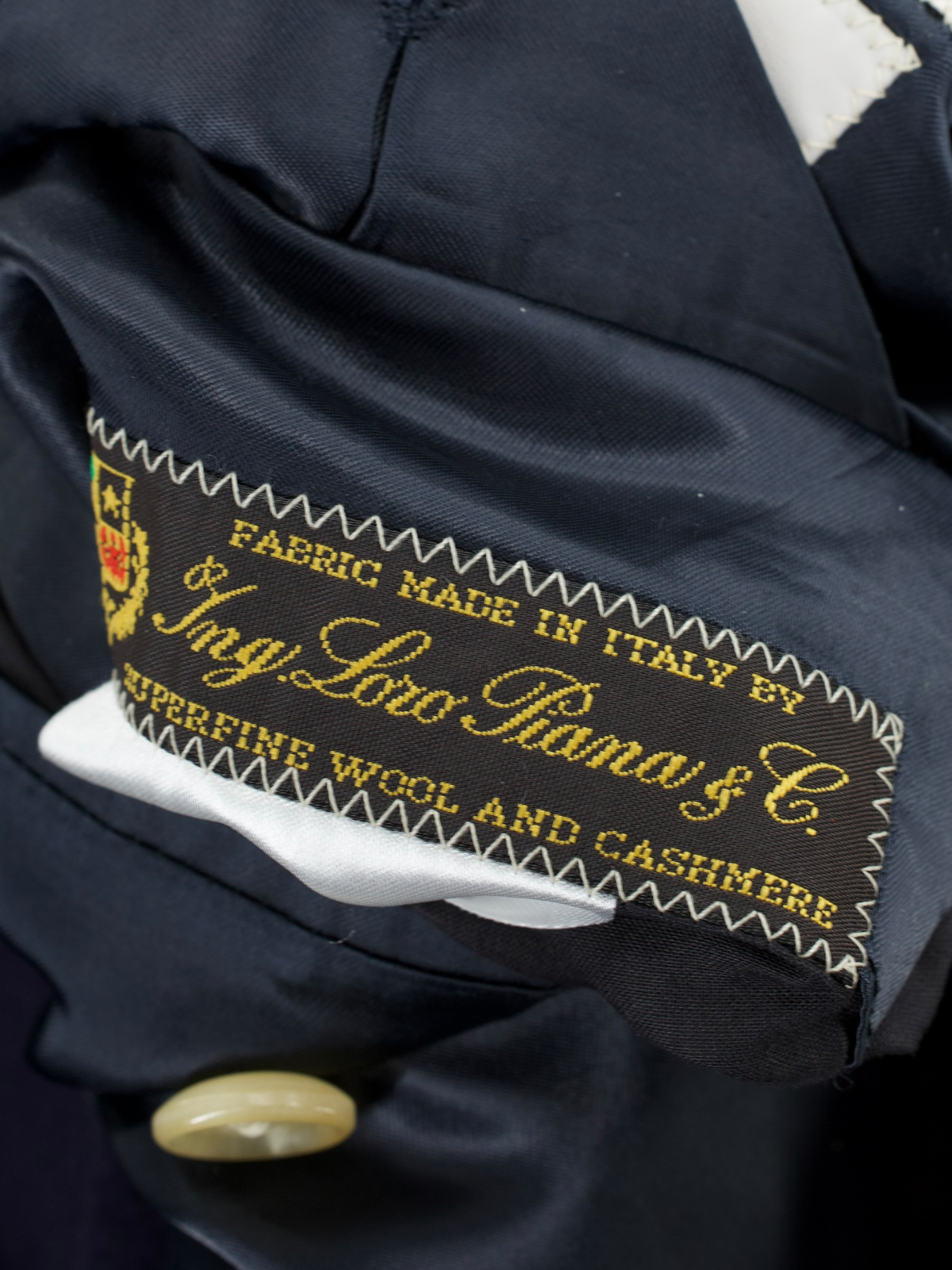 Caruso Navy Double Breasted Loro Piana Ing. Wool & Cashmere Overcoat