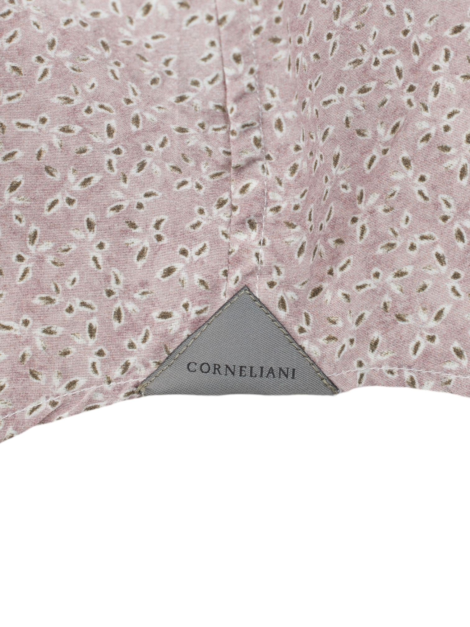 Corneliani Soft Pink & Olive Green Silk & Cotton Geometric Summer Shirt