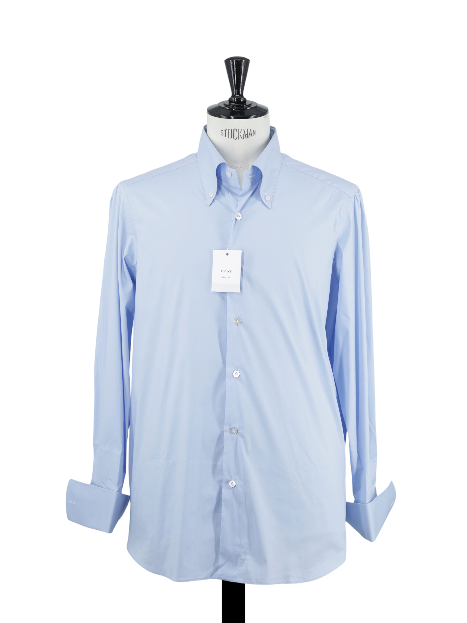 Fray Light Blue Wool-Stretch French-Cuff Button-Down Shirt
