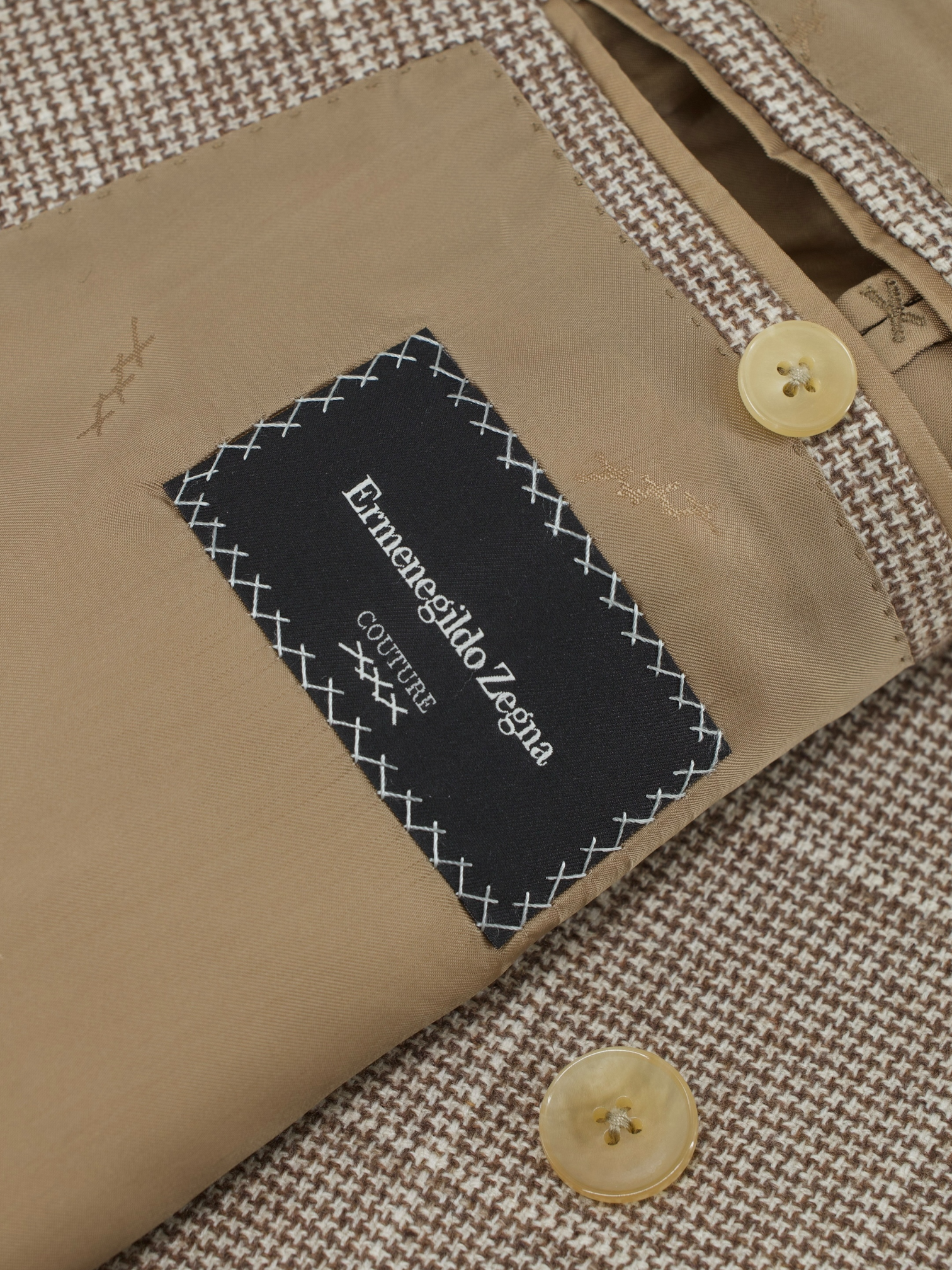 Ermenegildo Zegna Couture Light Brown Pure Cashmere Handmade Windowpane Jacket