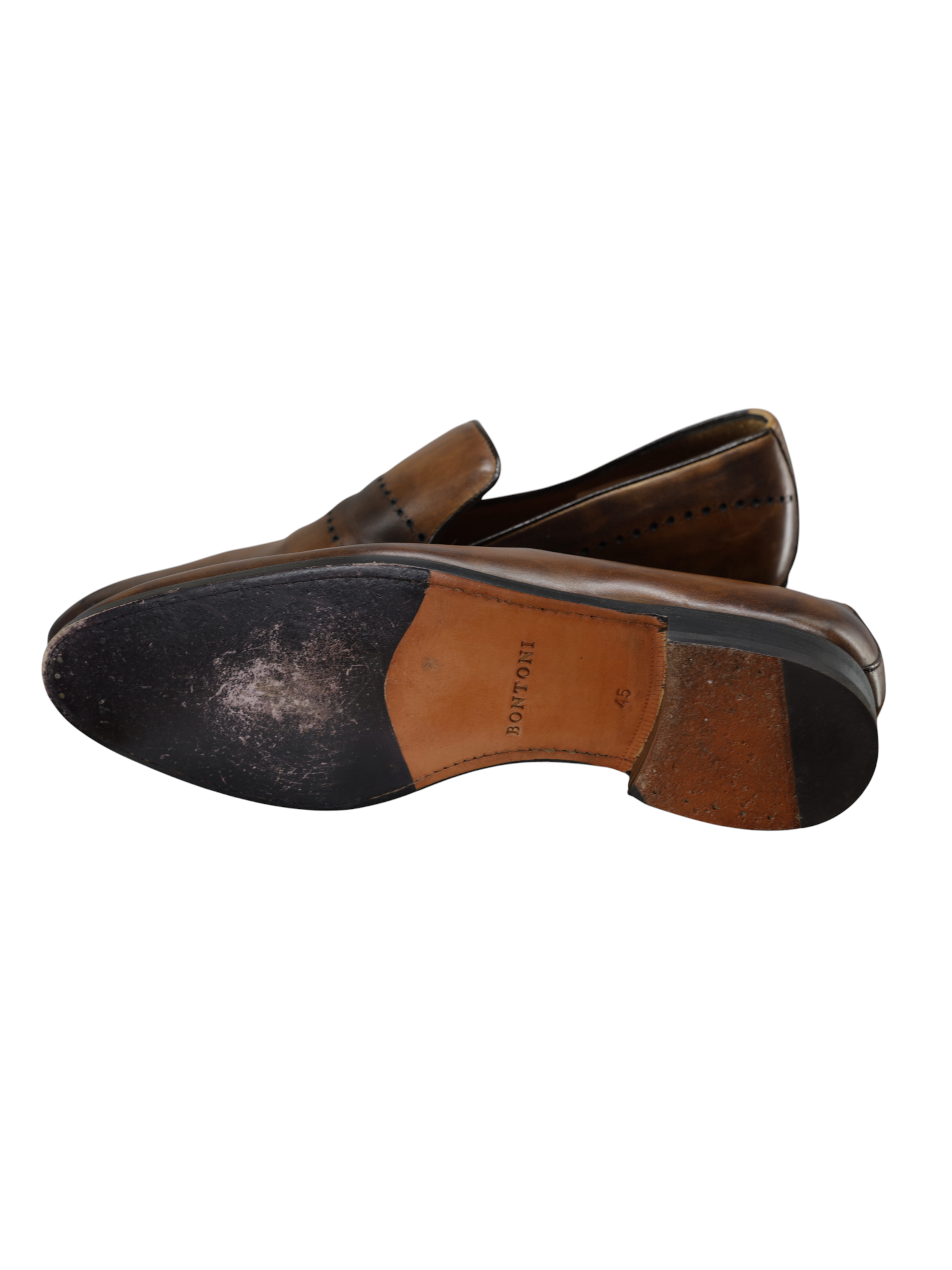 Bontoni Brown Calfleather Perforated-Detail Strap Loafer