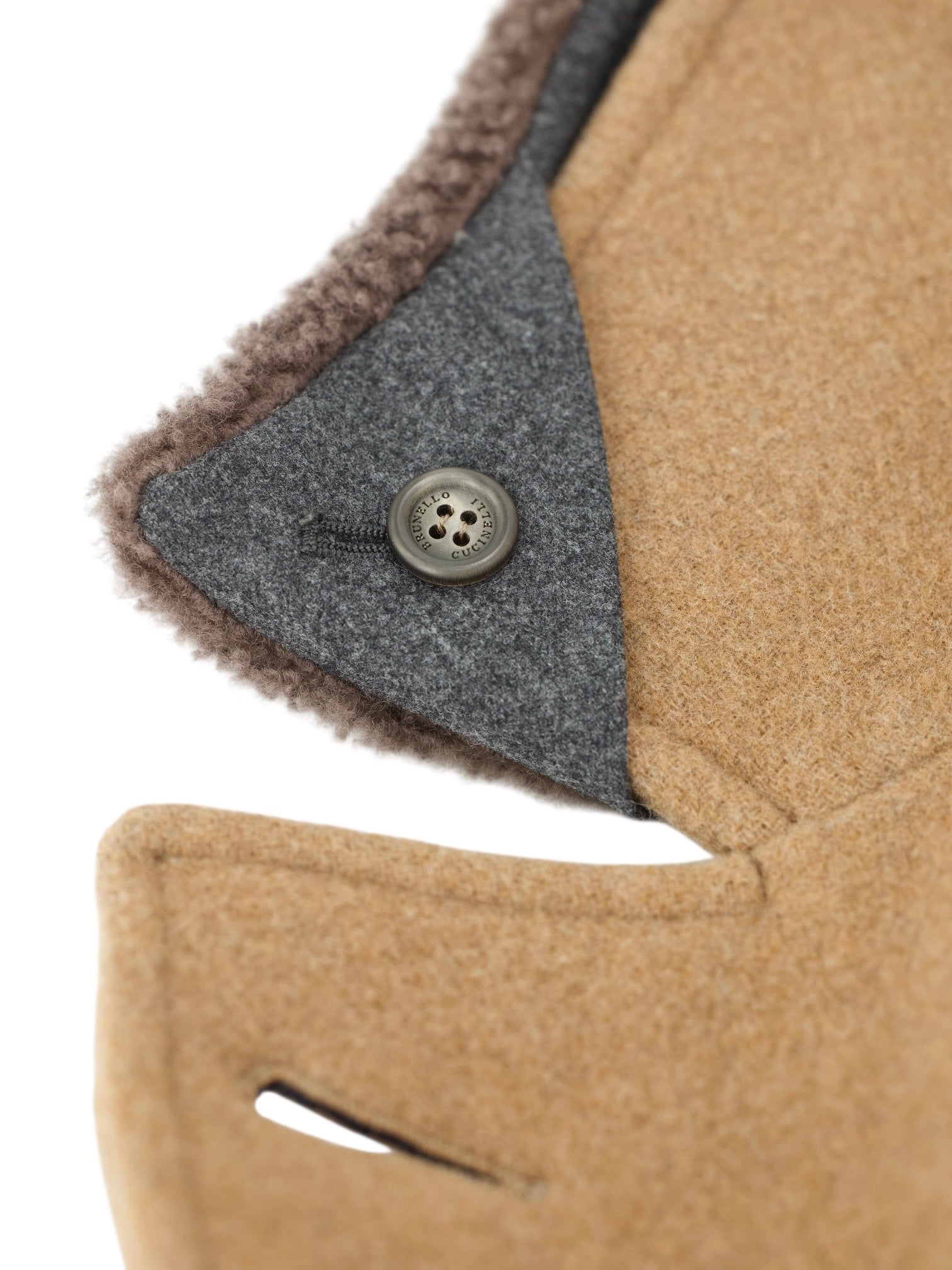 Brunello Cucinelli Brown Wool & Cashmere Teddy-Collar Overcoat