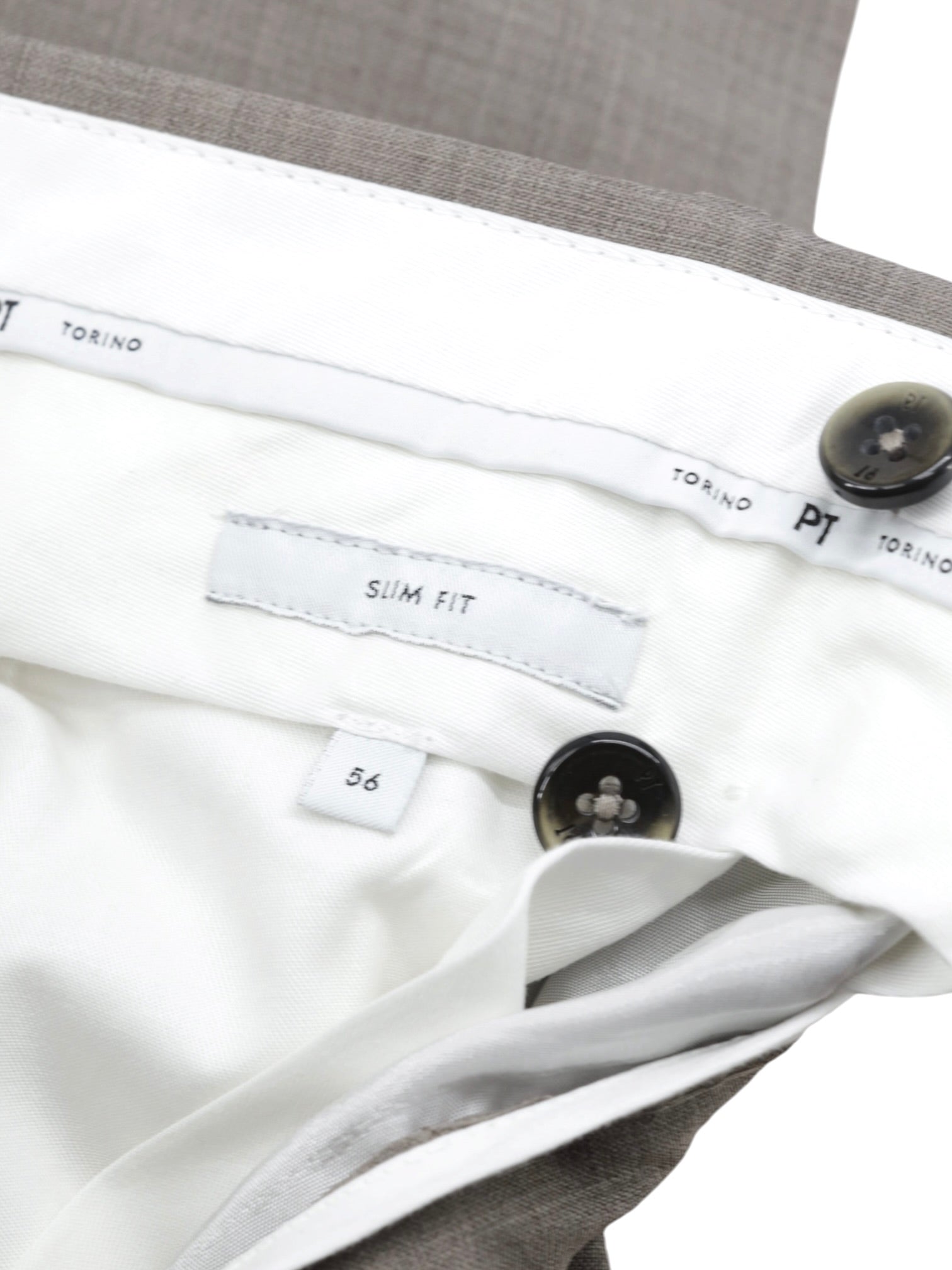 PT01 Greige Wool-Stretch Single Pleated Trousers