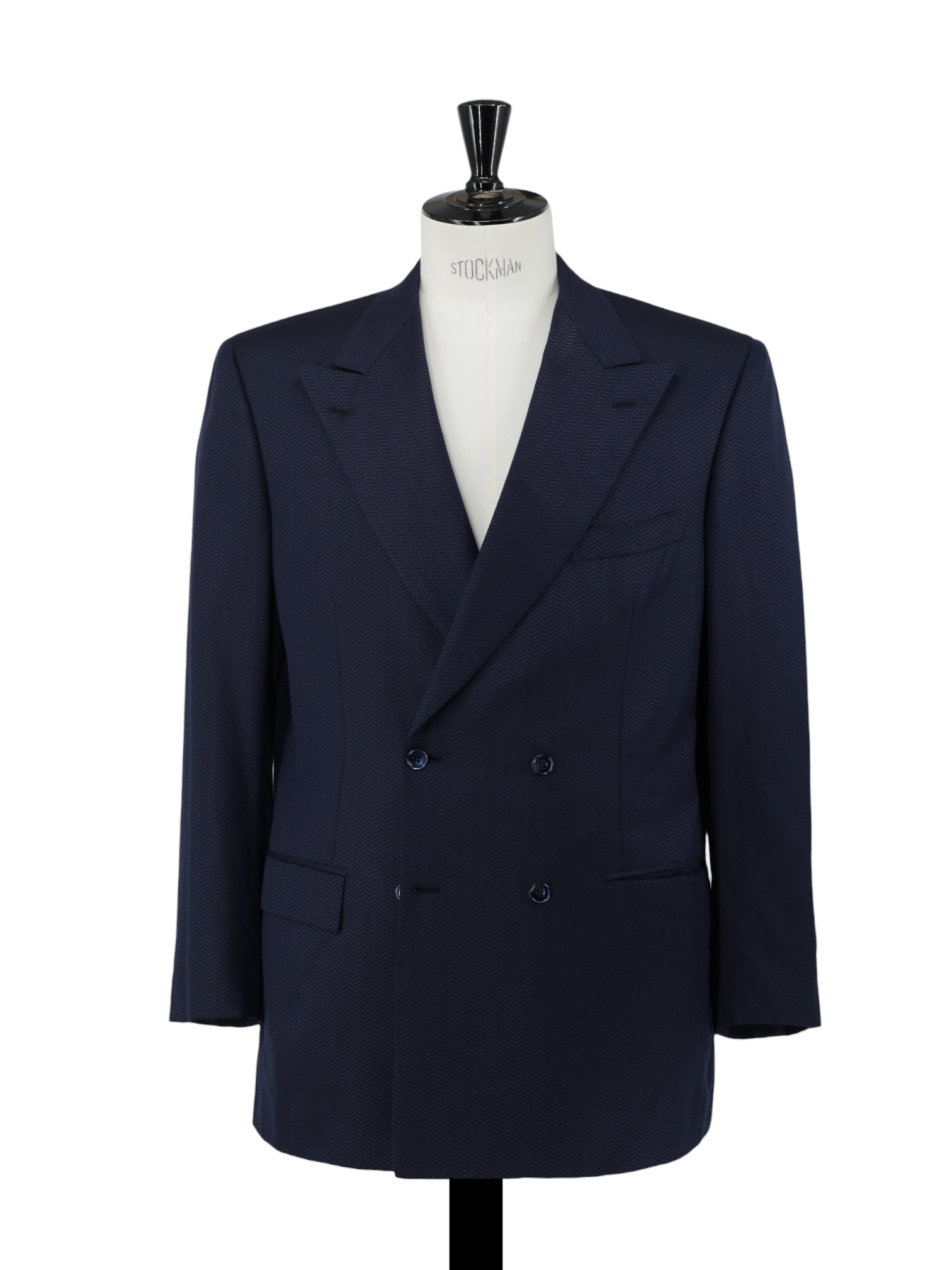 Brioni Dark Blue Wool & Silk Double-Breasted Zig-Zag Aurelio Jacket