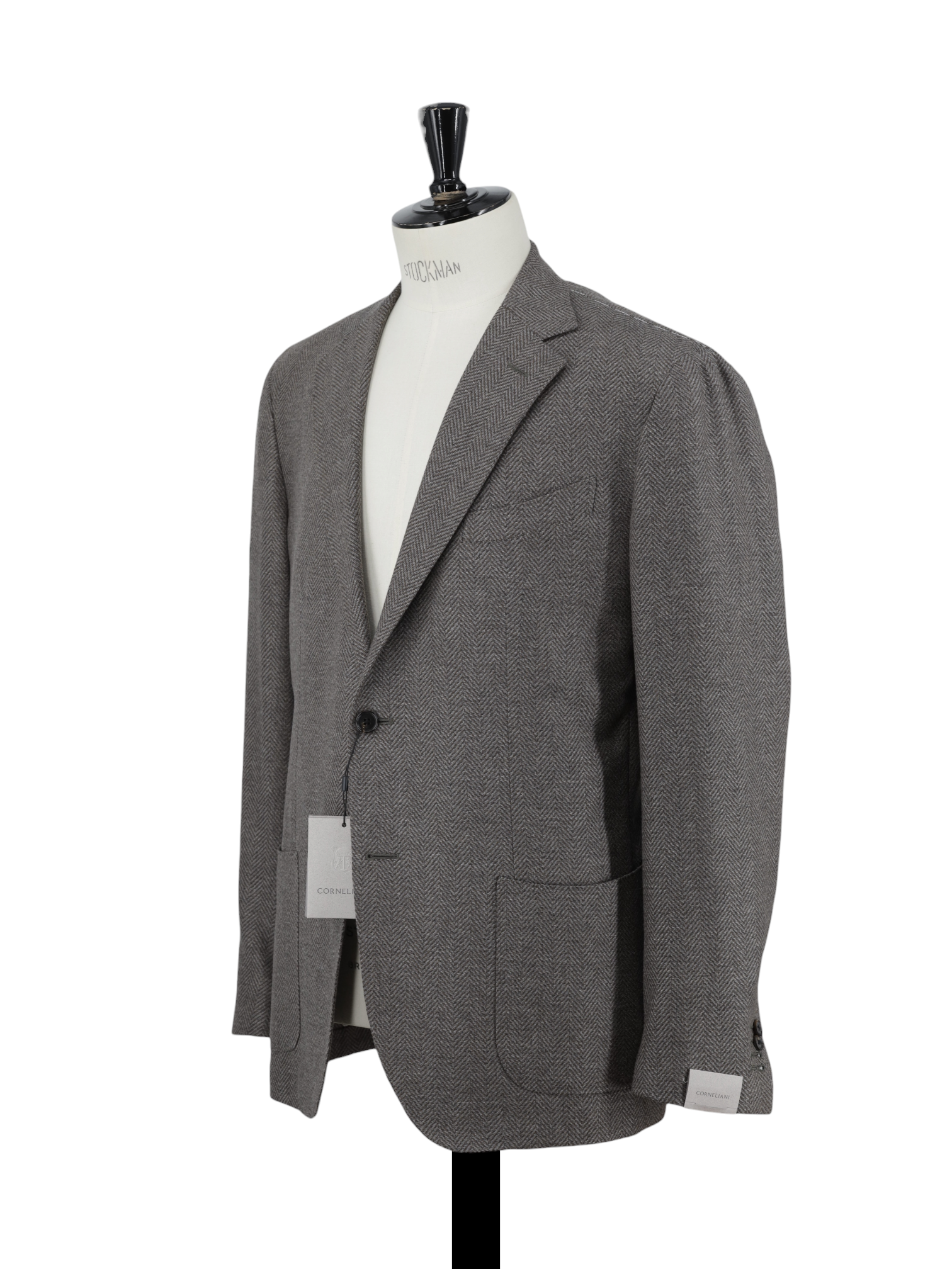 Corneliani Sartoria Brown & Ice-Blue Wool & Cashmere Herringbone Jacket