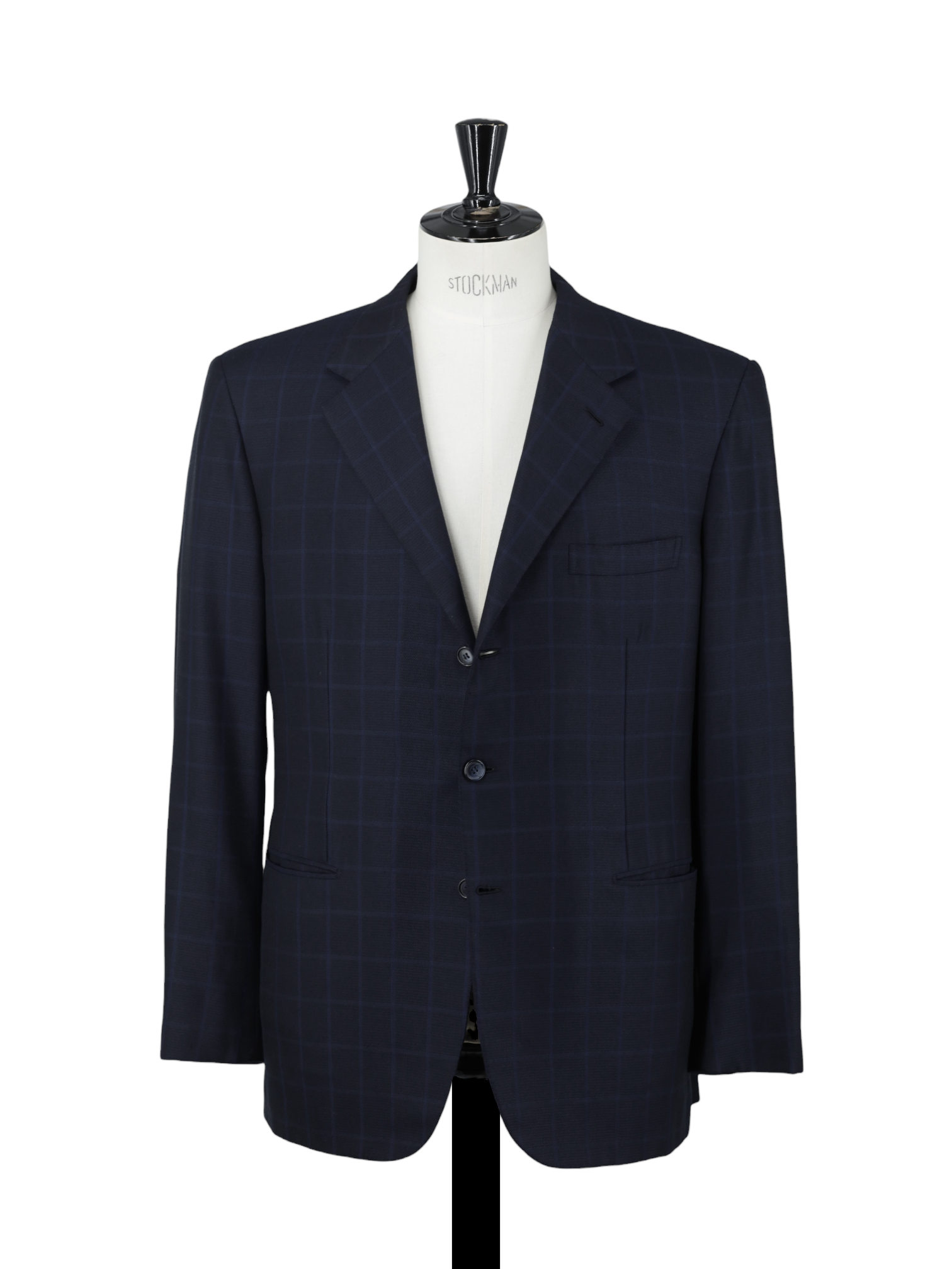 Brioni Dark Blue Wool-Silk Blend Windowpane Senato Jacket