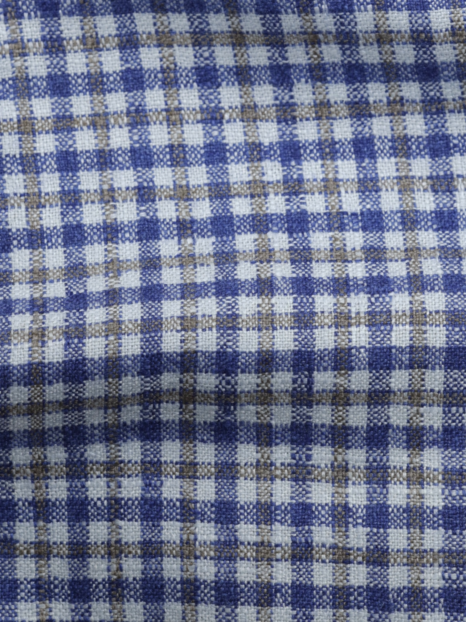 Orazio Luciano Taupe & Light Blue Wool & Silk Checkered Jacket