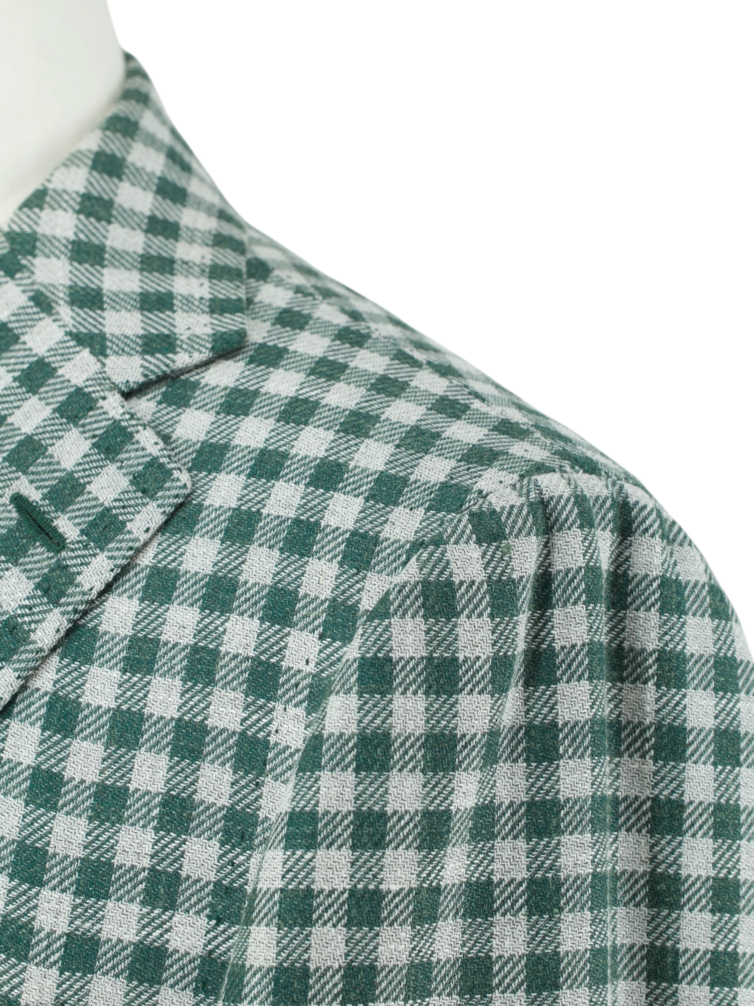 Cesare Attolini Green Wool, Silk & Linen Gingham-Check Jacket