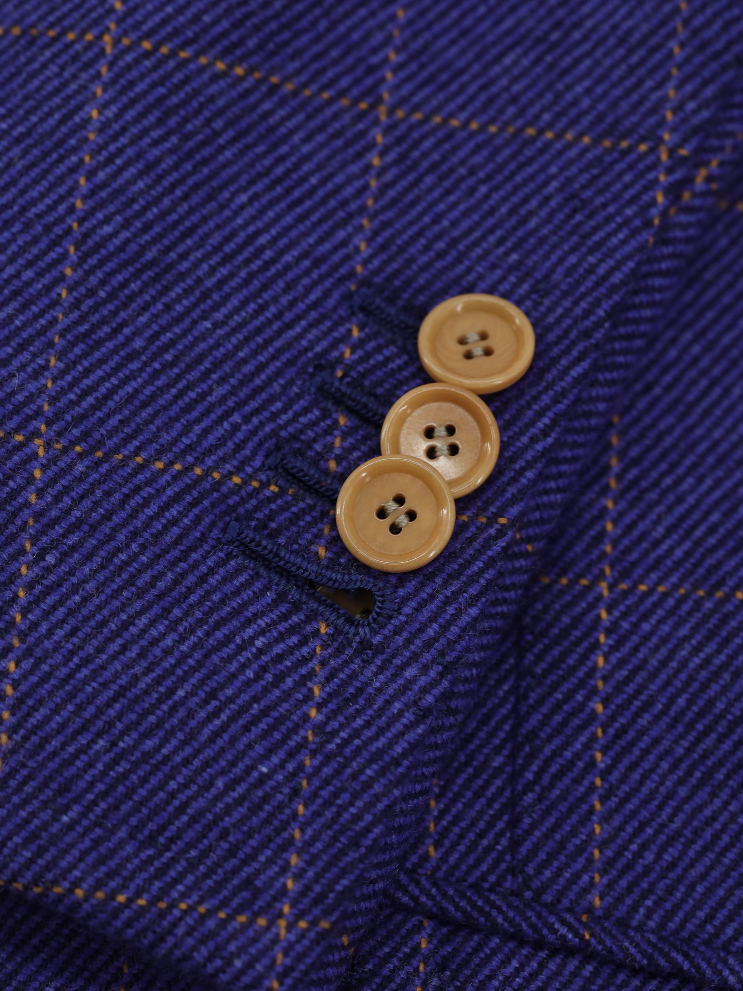 Cesare Attolini Cobalt Blue & Orange Wool Cashmere Windowpane Jacket