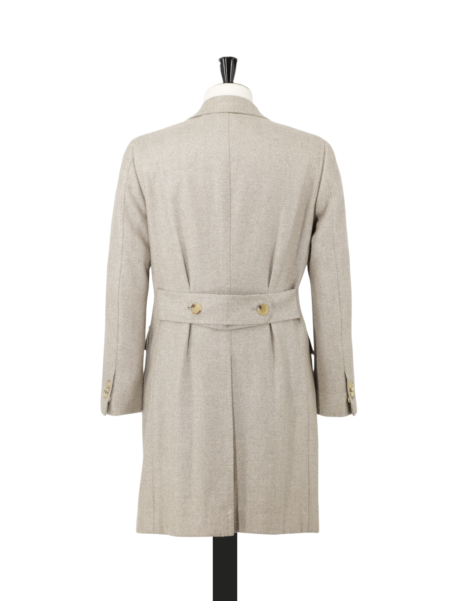 Cesare Attolini Taupe Pure Cashmere Herringbone Sartorial Polo Coat