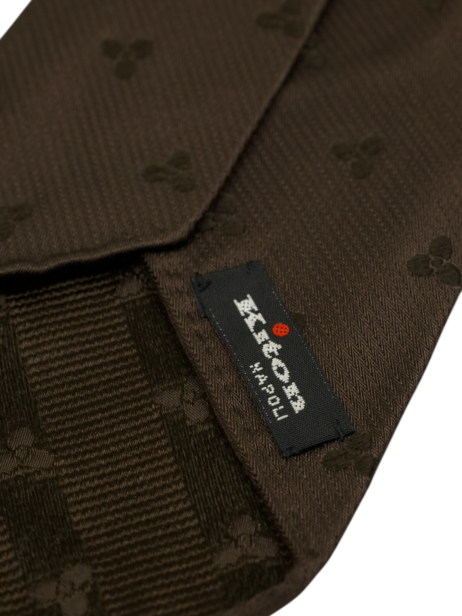 Kiton 5-Fold Chocolate Brown Handrolled Silk Floral Pattern Tie