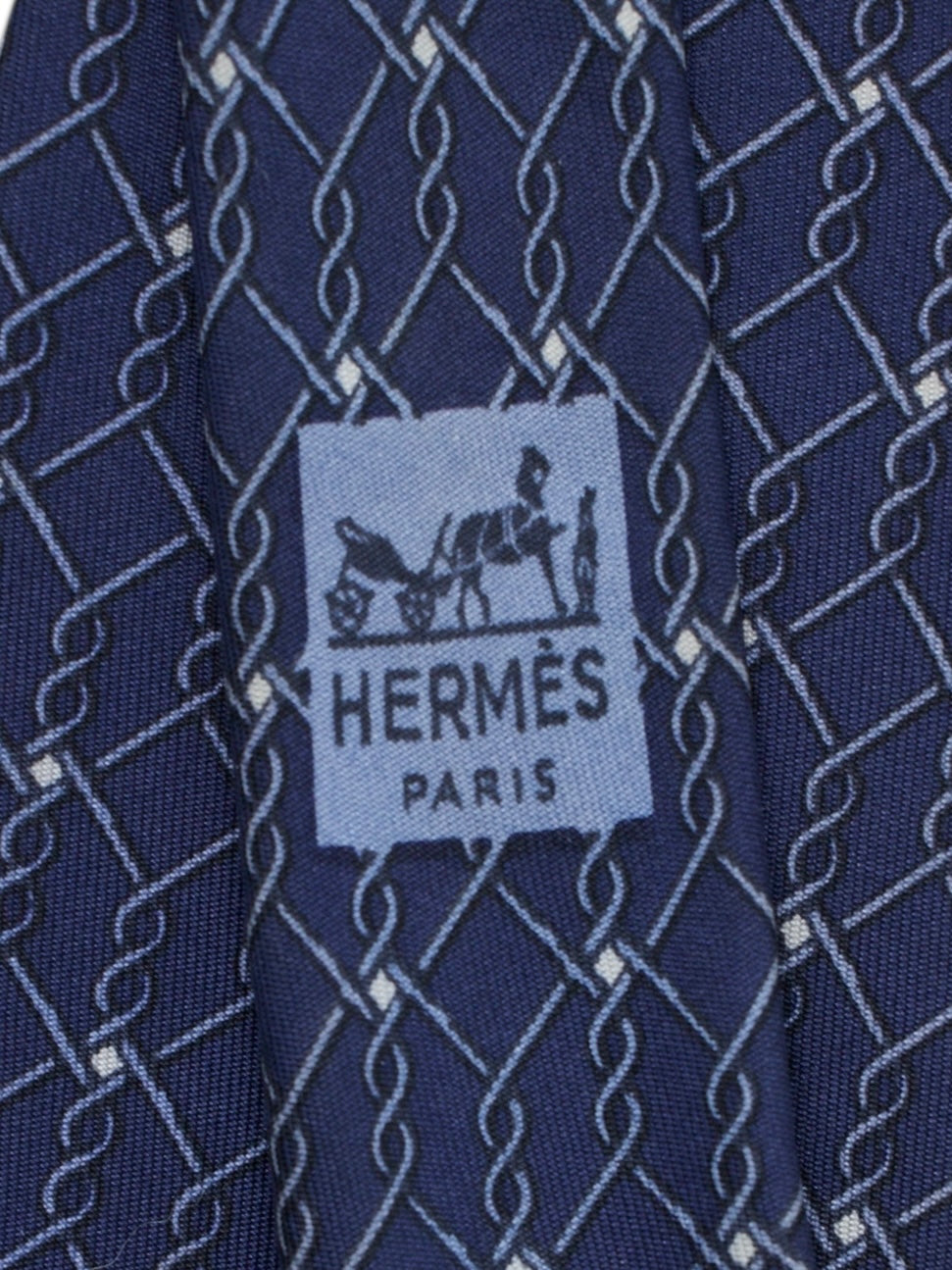 Hermès Blue Silk Geometric Wire Pattern