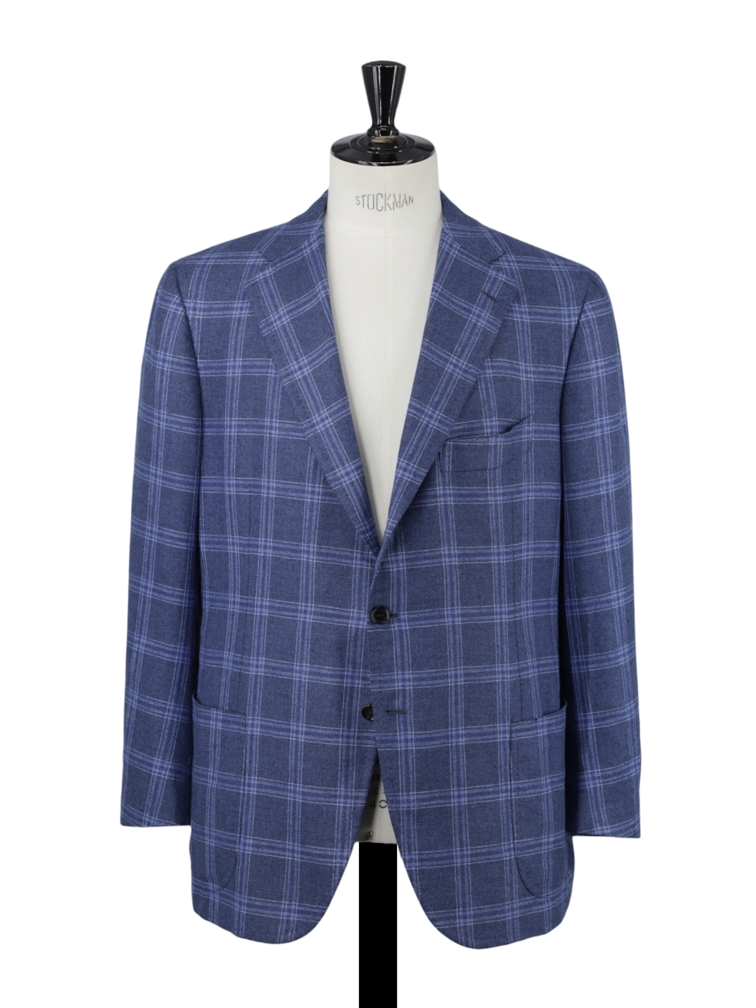Cesare Attolini Blue Silk & Cashmere Windowpane Jacket