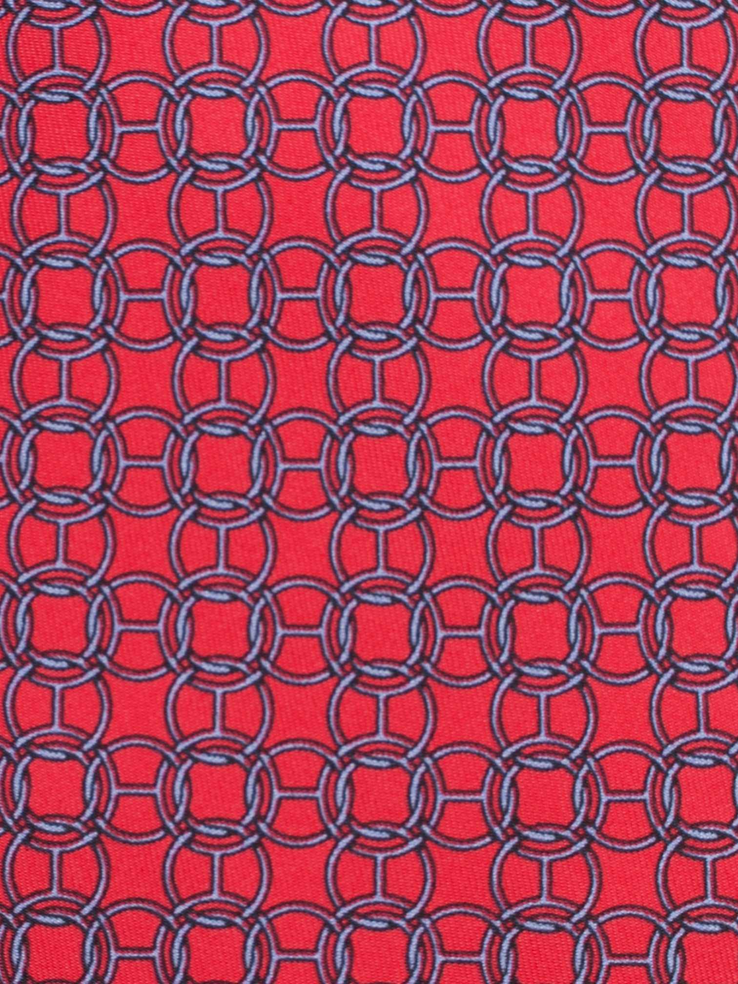 Hermès Coral Red Silk Chain-Ring Pattern Tie