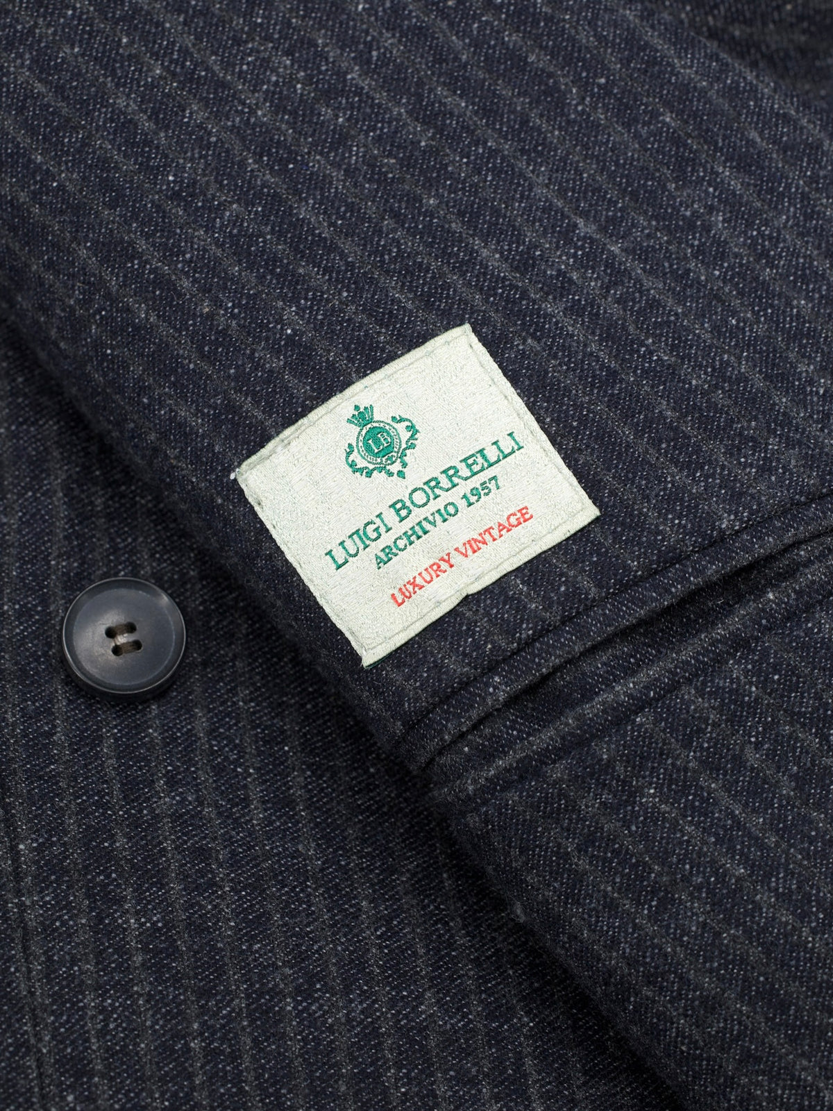 Luigi Borrelli Grey Brushed Wool, Cotton & Linen Double-Breasted Pinstripe Jacket