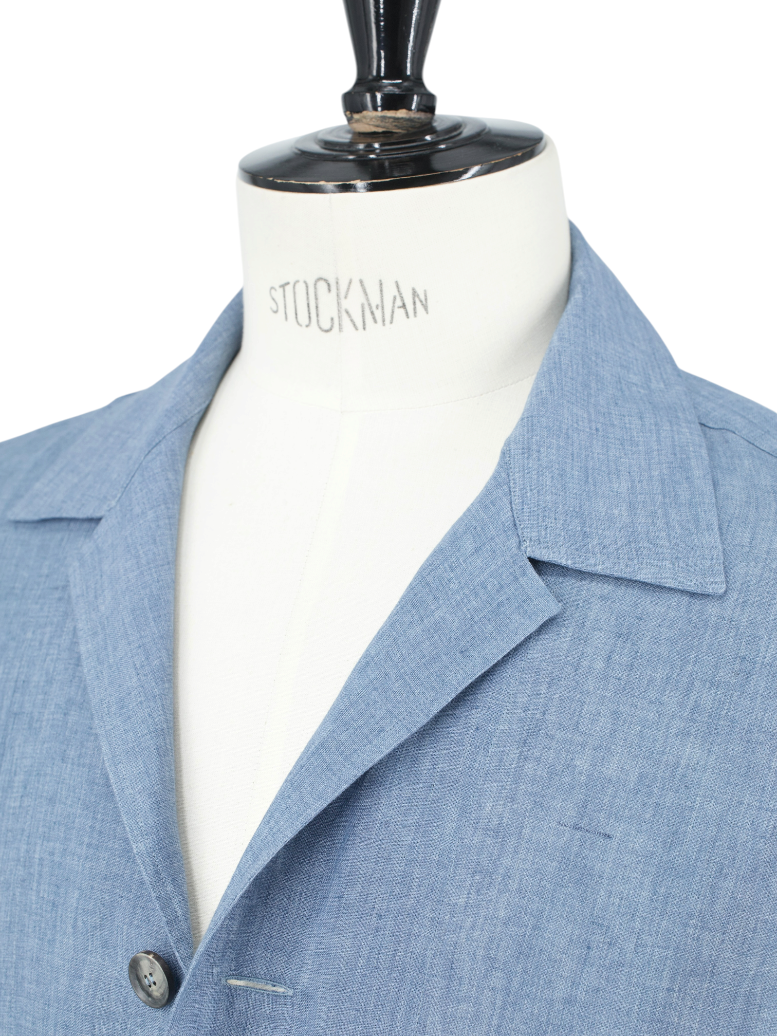 Brioni Azzurro Blue Linen Camp-Collar Shirt Jacket
