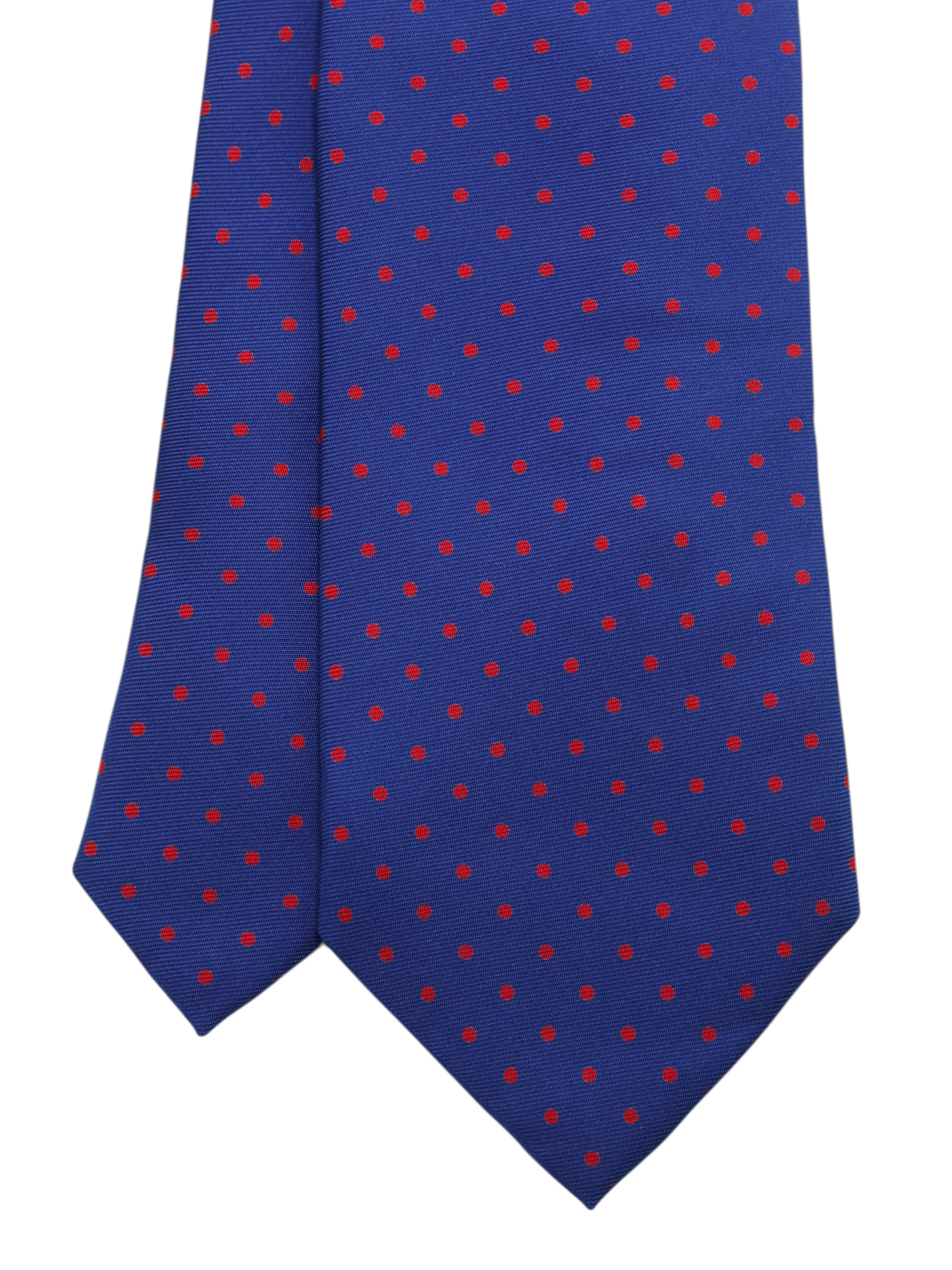 E.Marinella 3-Fold Blue & Red Silk Polkadot Tie