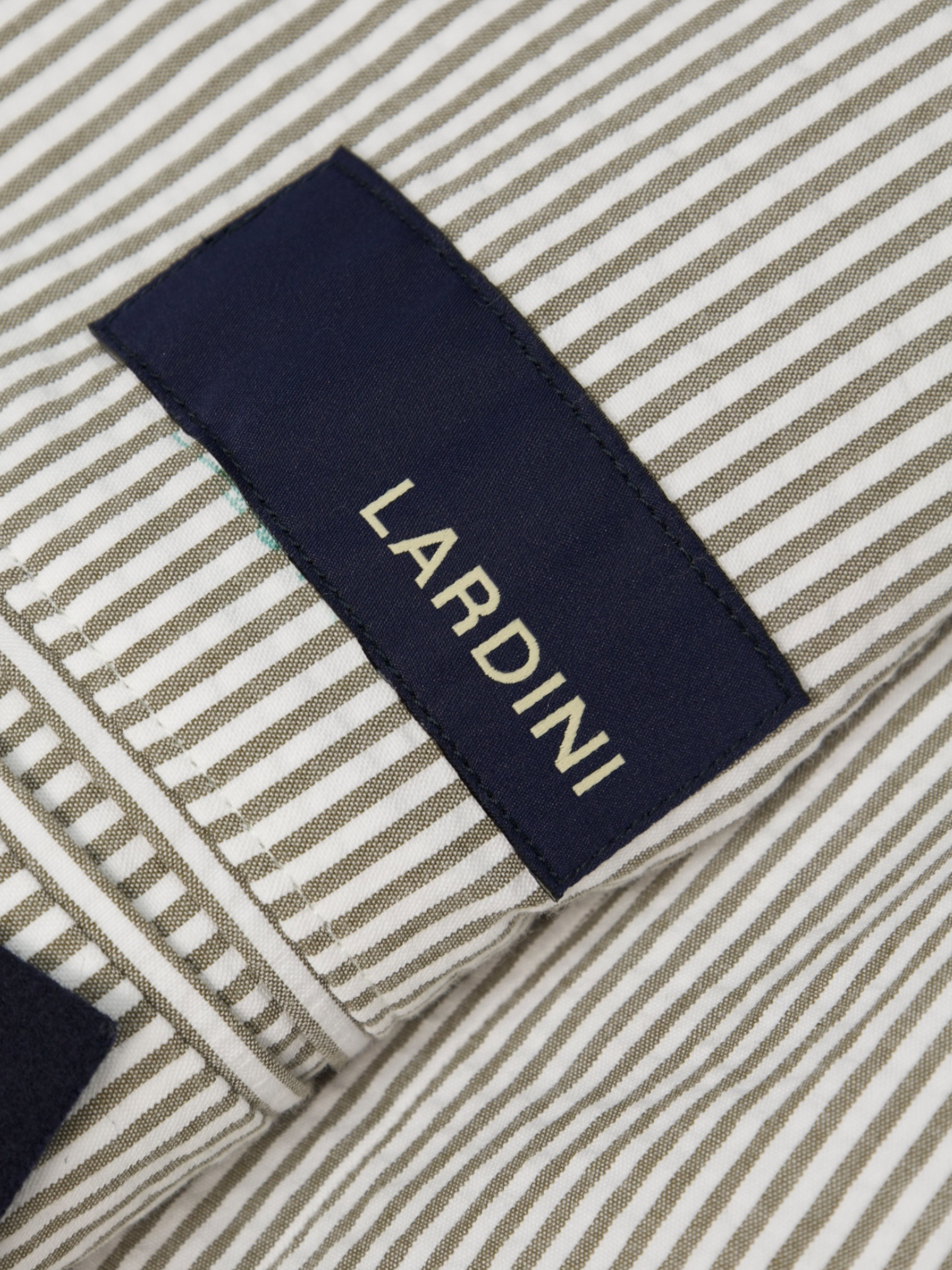 Lardini White & Taupe Cotton Seersucker Pinstripe Jacket