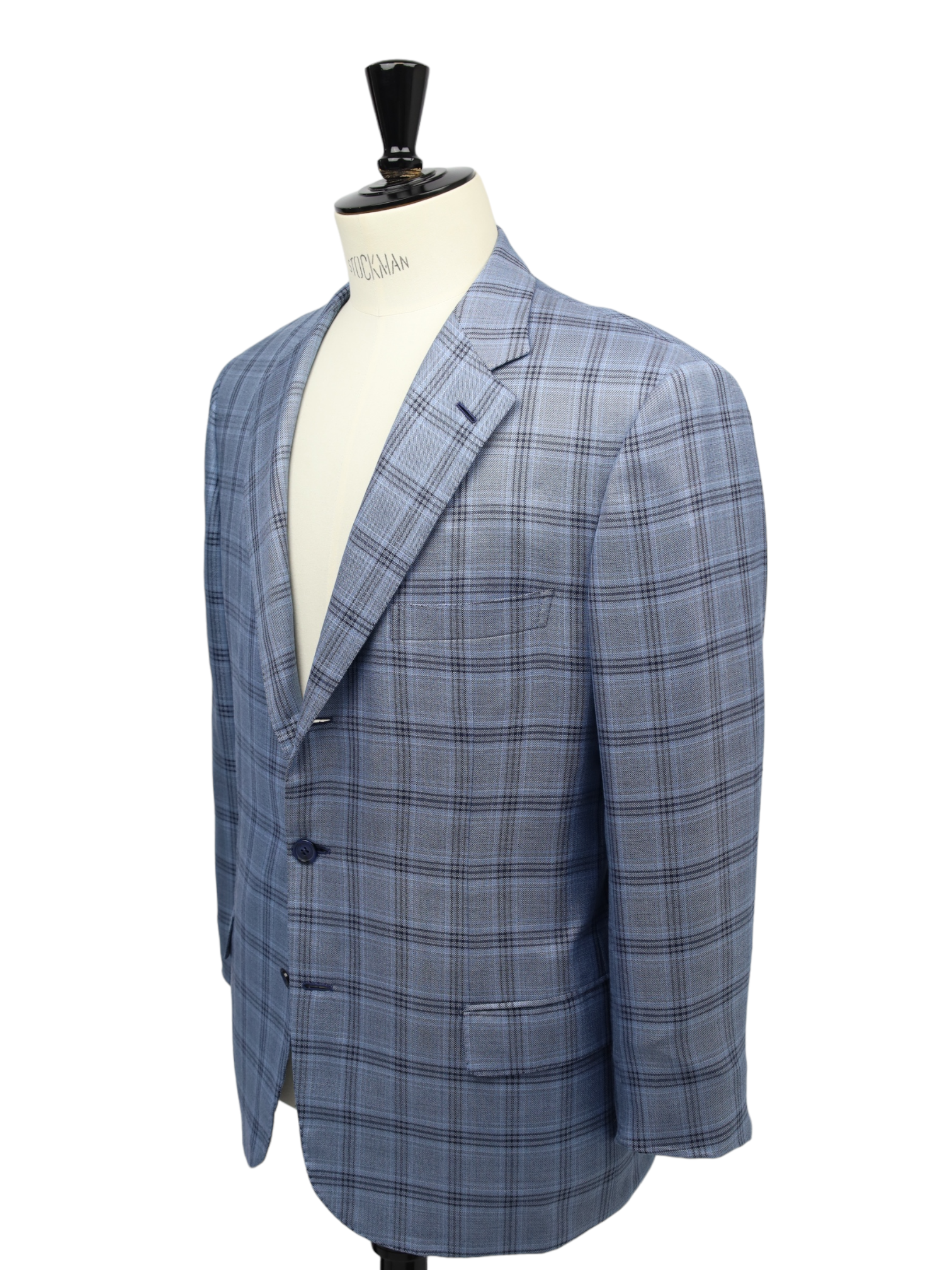 Brioni Slate Blue Parlamento Silk & Wool Overcheck Jacket