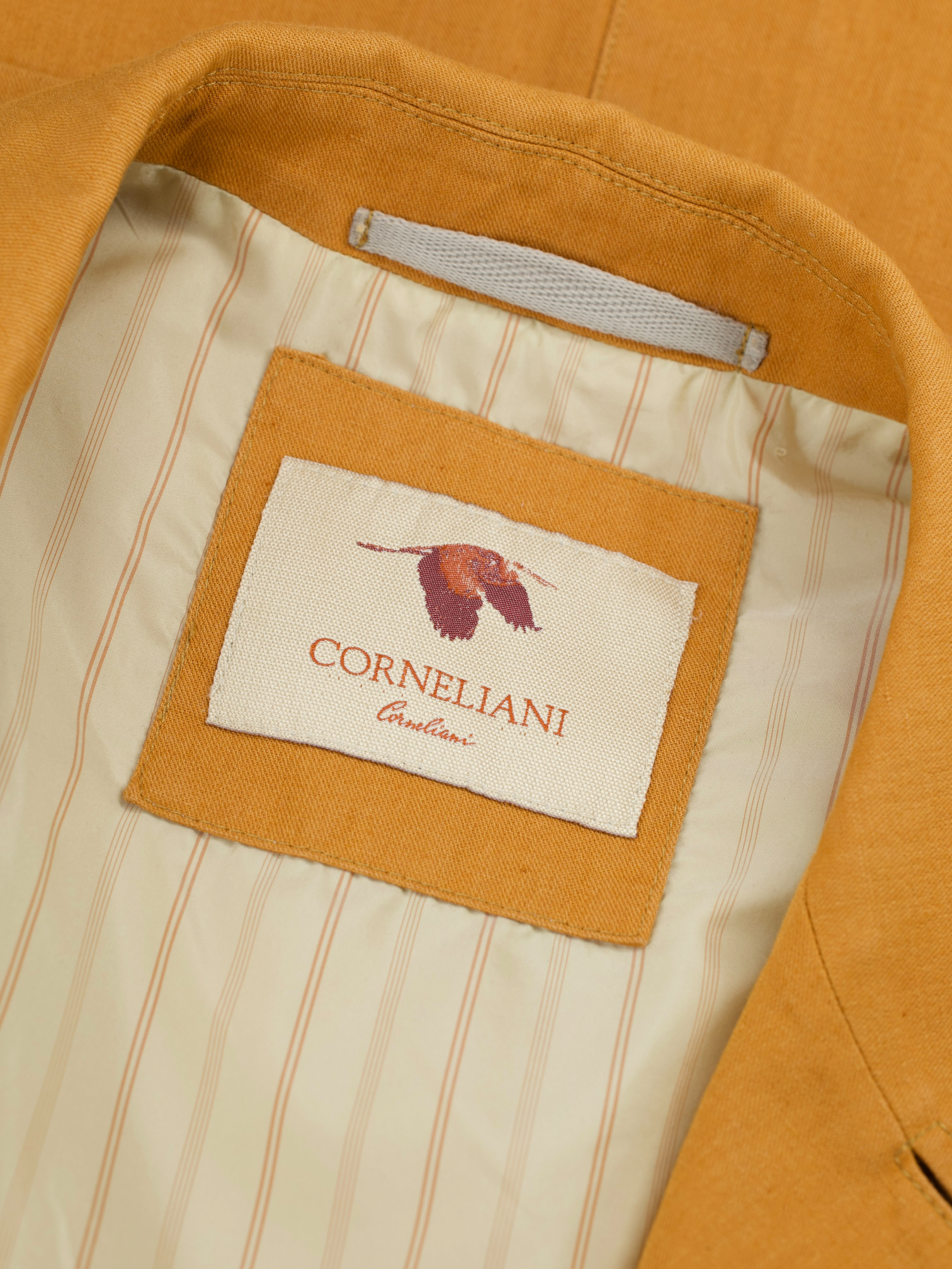 Corneliani Pumpkin Orange Cotton & Linen Sahariana Jacket