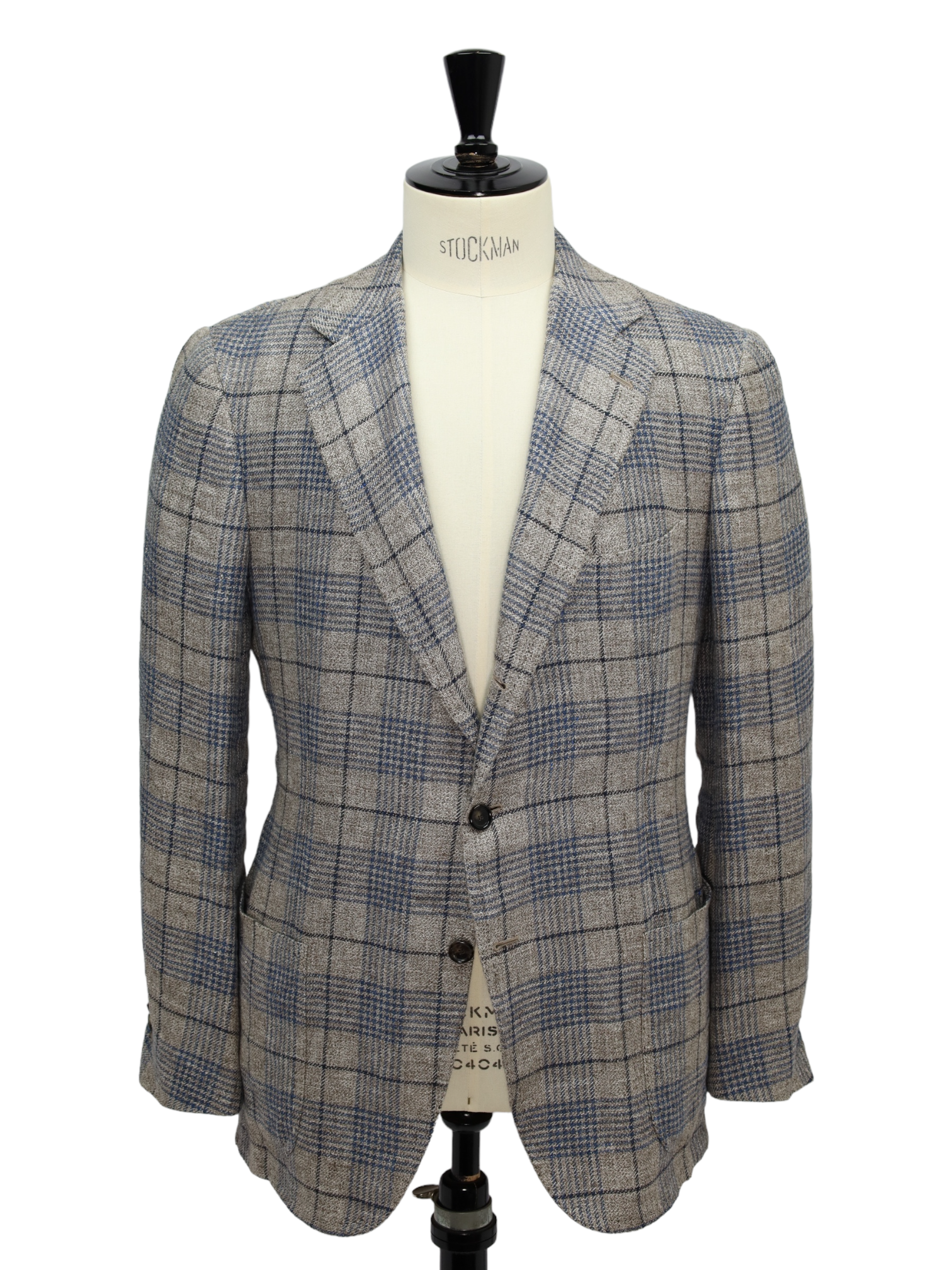 Cesare Attolini Taupe Windowpane Linen Blazer