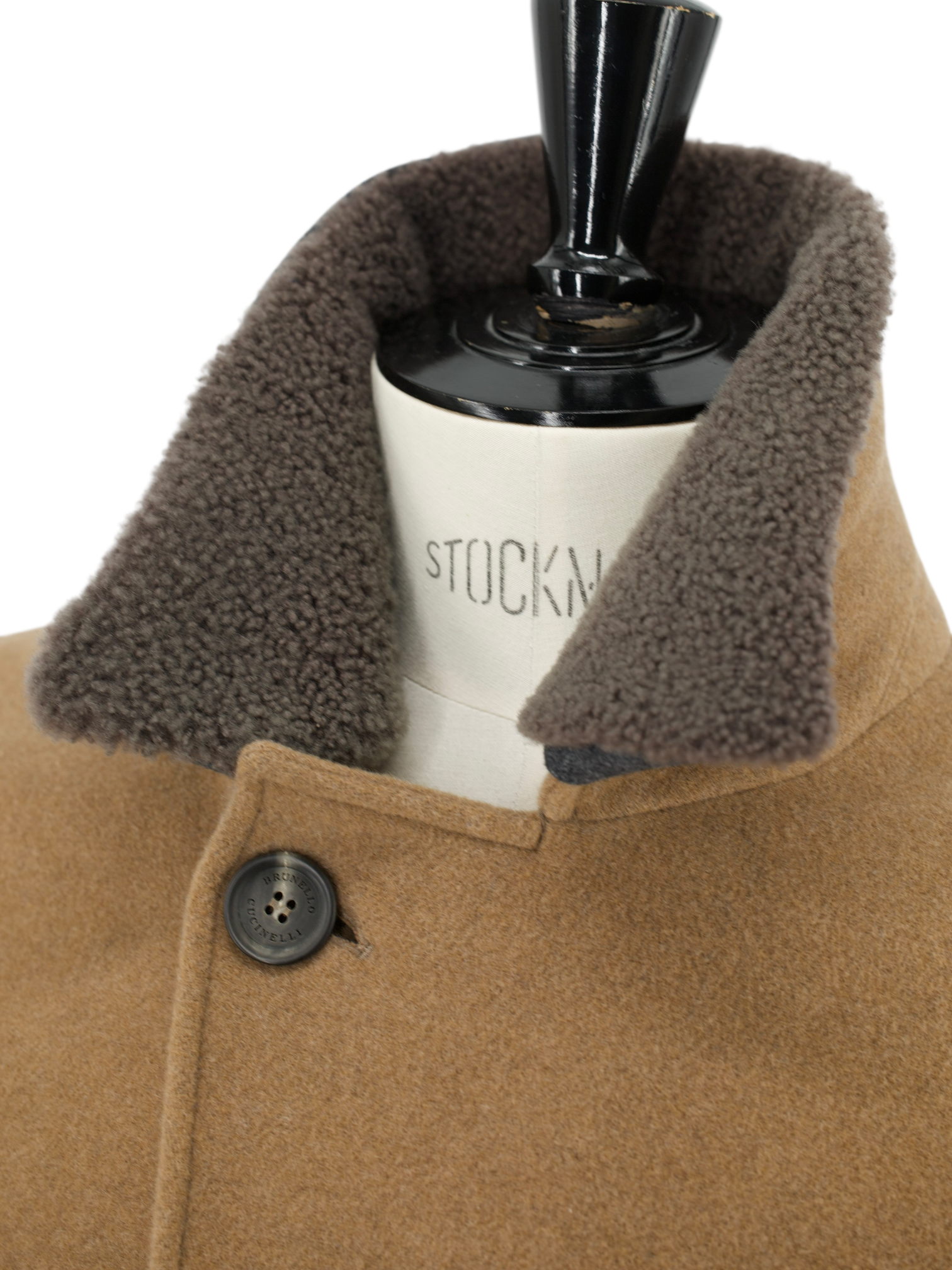 Brunello Cucinelli Brown Wool & Cashmere Teddy-Collar Overcoat