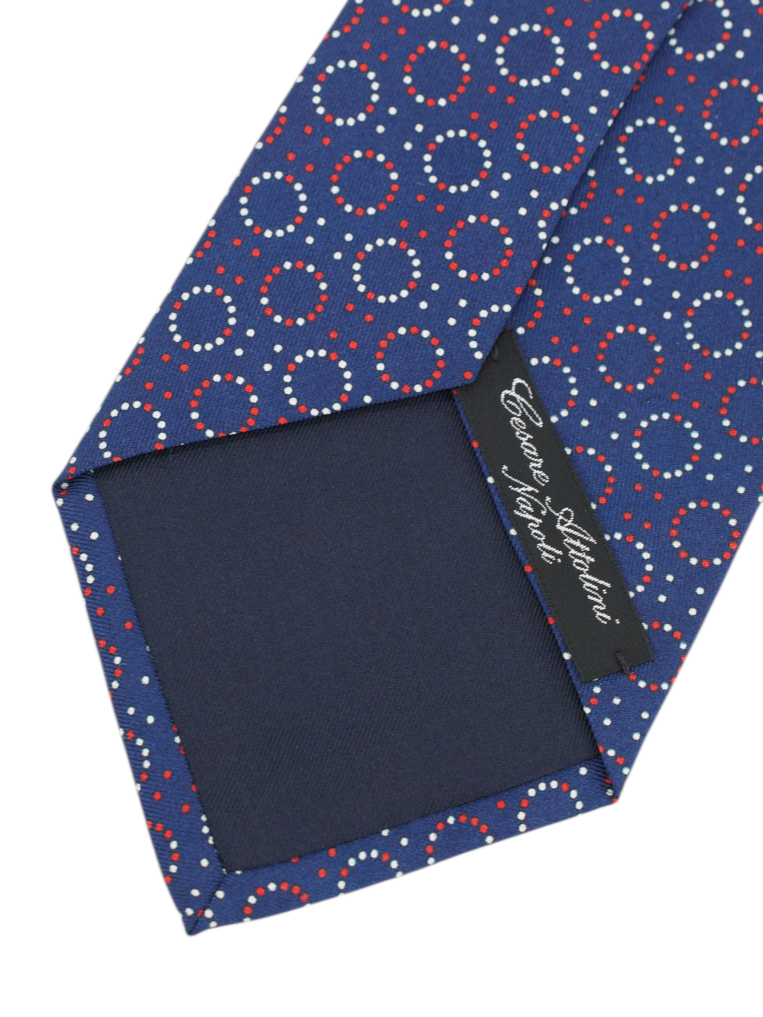 Cesare Attolini Blue & Red Silk Geometric Tie
