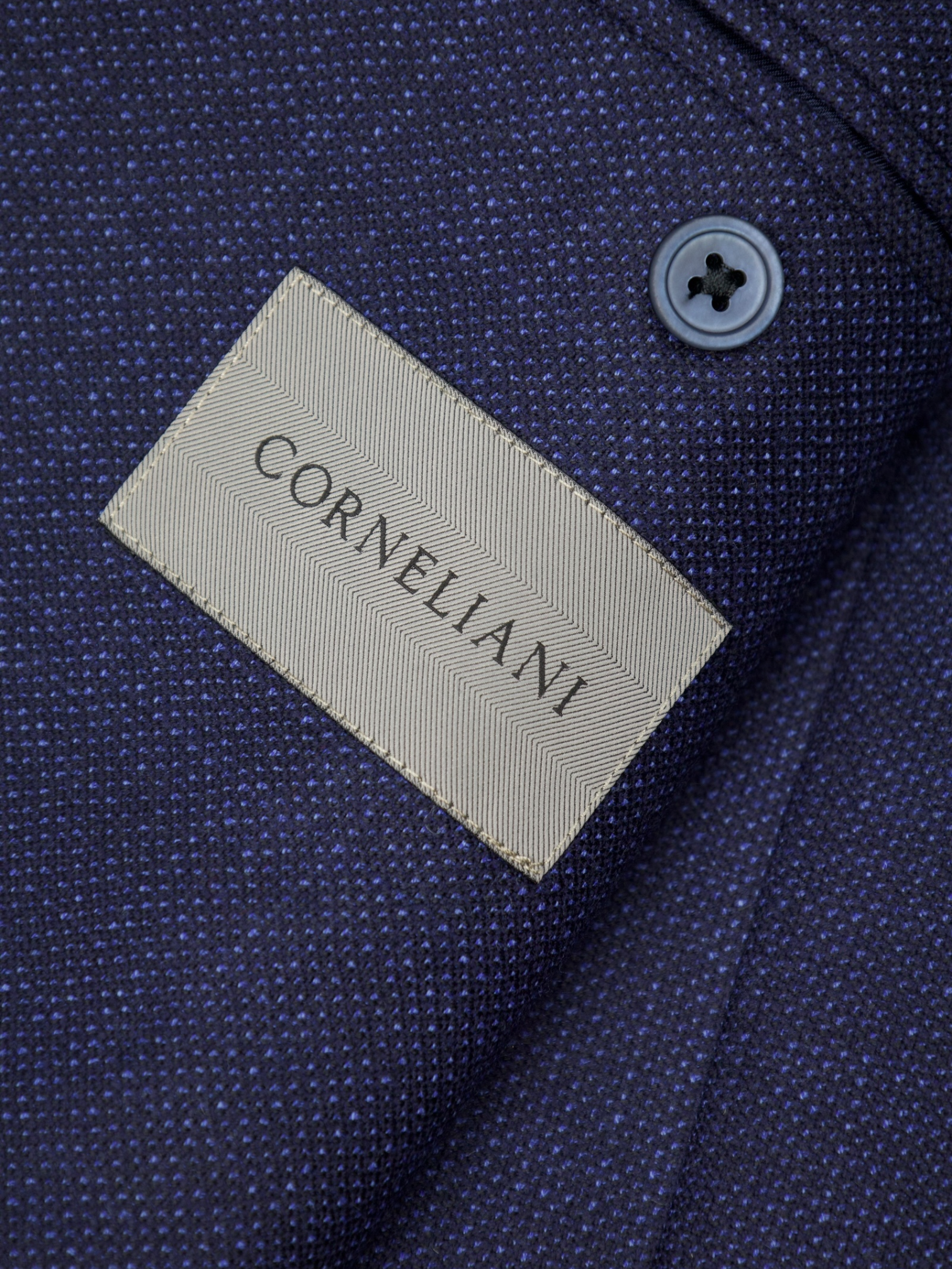 Corneliani Blue Virgin Wool Bicolor Pinpoint Jacket