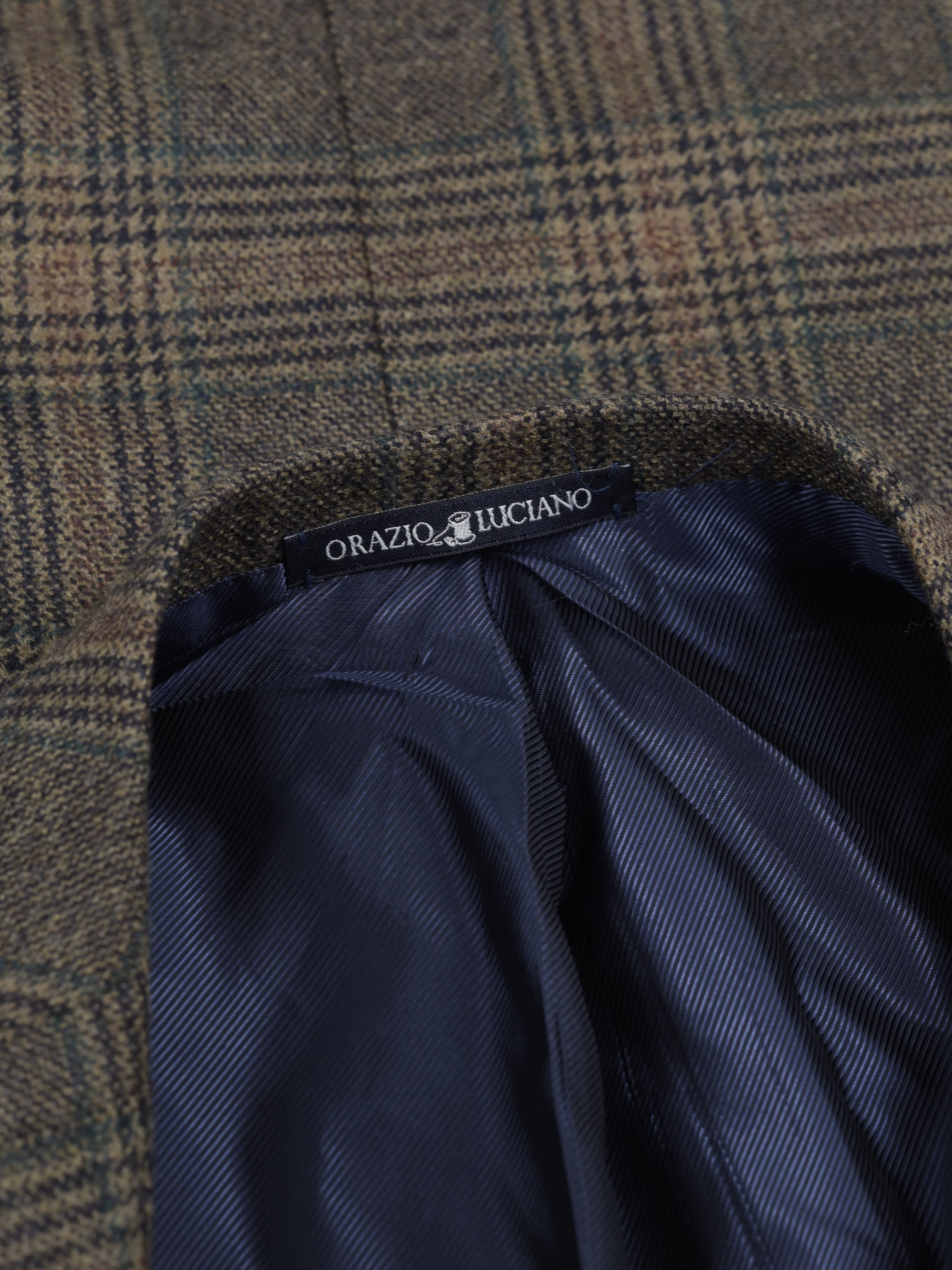 Orazio Luciano Light Brown & Green Wool & Cashmere Glenplaid Jacket