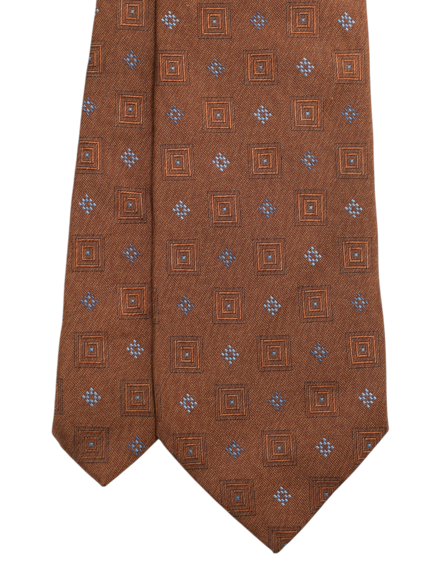 Corneliani Burnt-Orange Vintage Square Pattern Tie