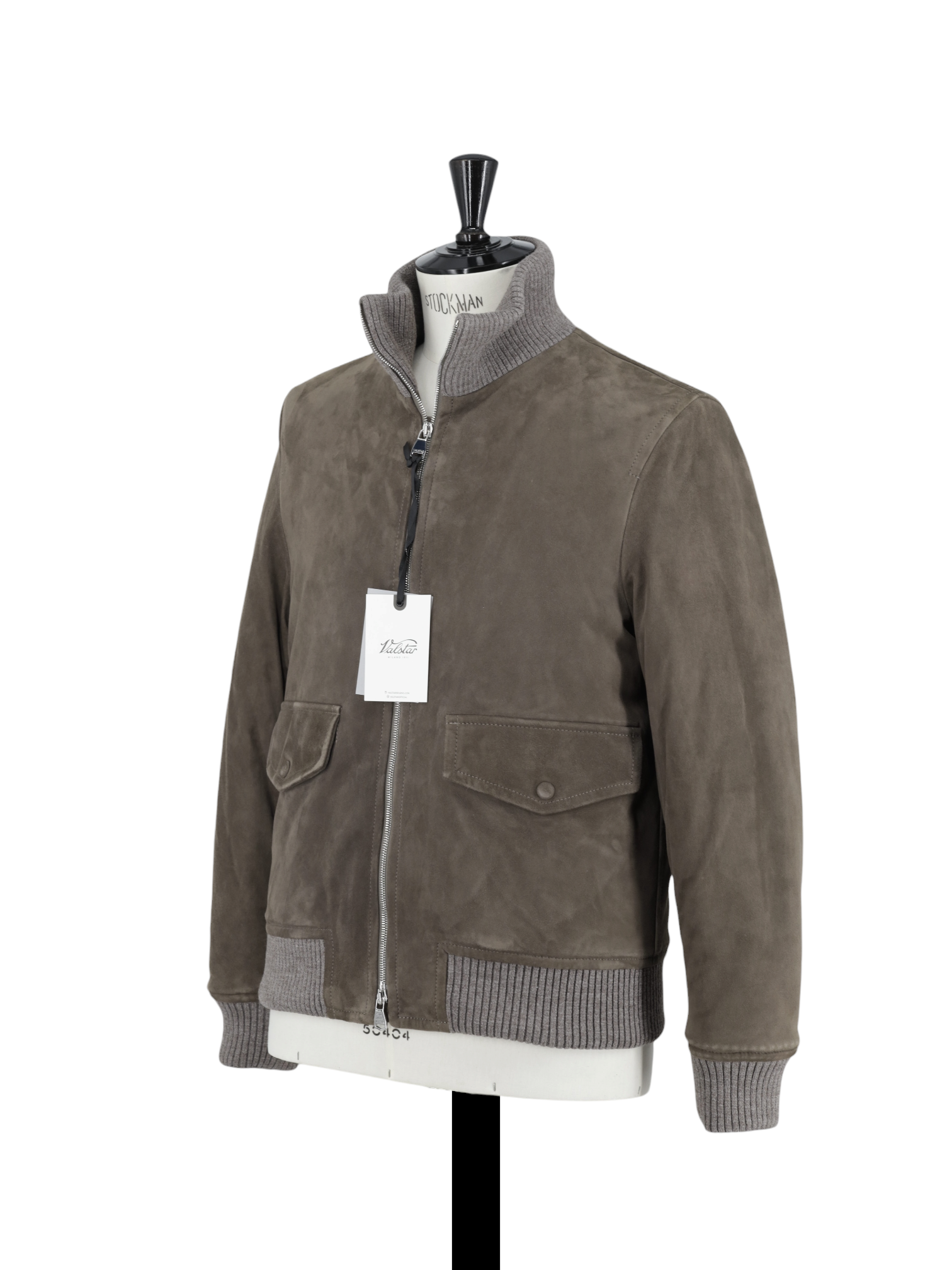 Valstar Warm Grey Lambskin-Suède Padded Bomber Jacket