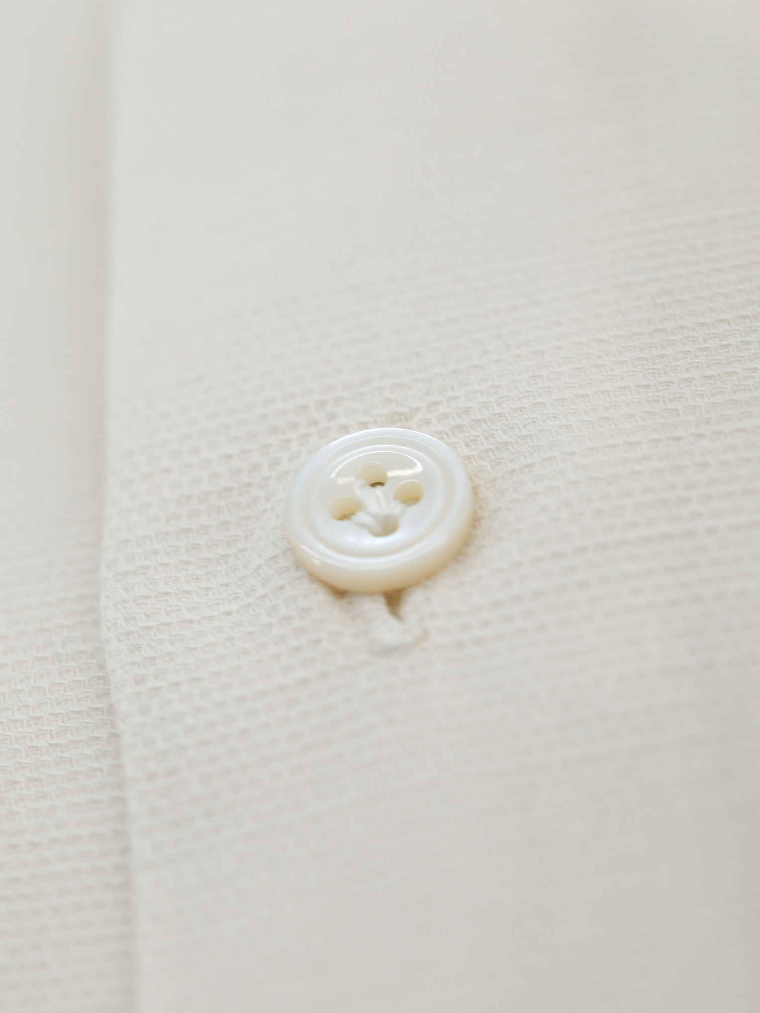 Finamore Ecru Cotton Micro-Pattern Shirt