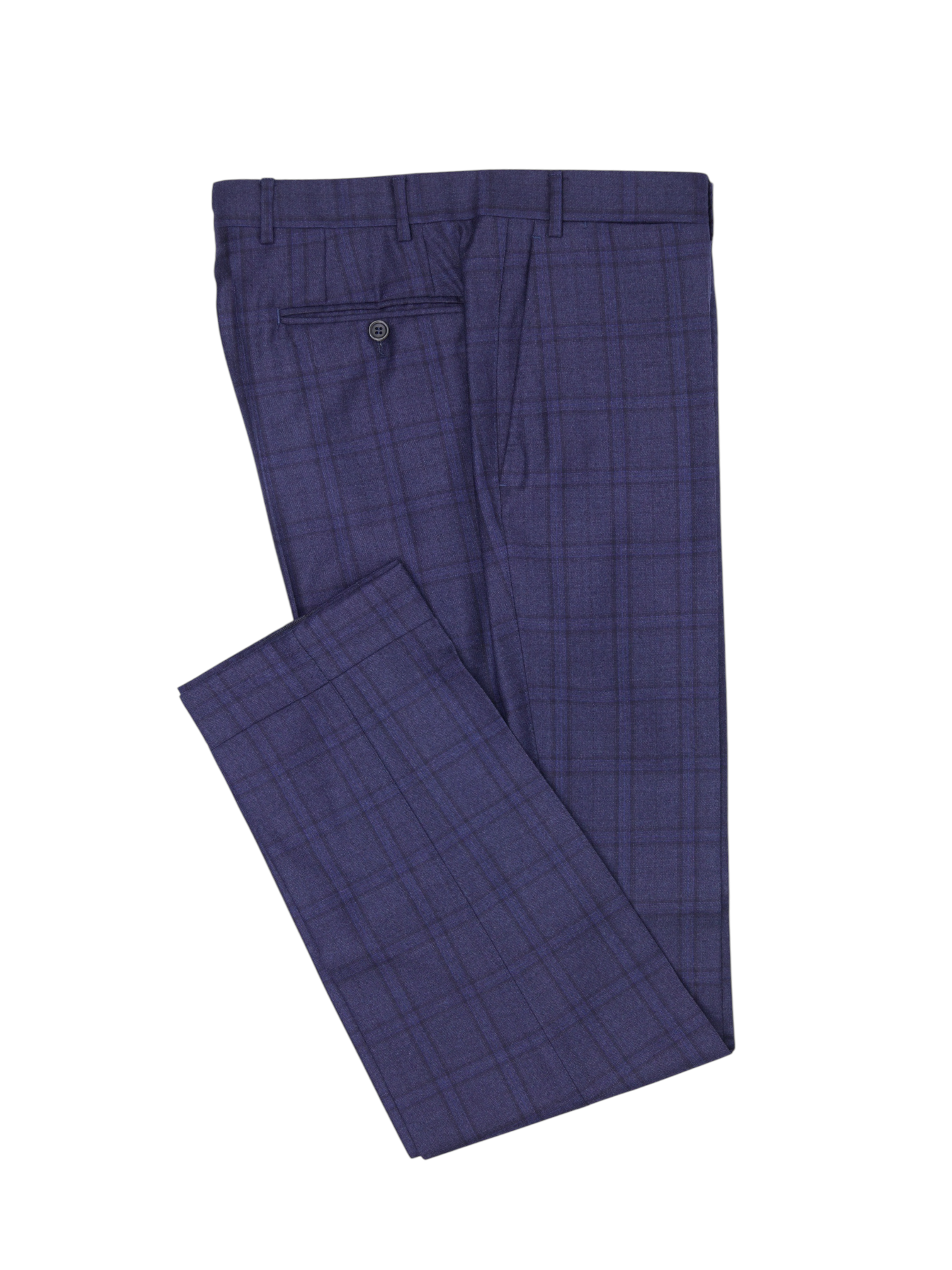 Canali Blue "Exclusive" Wool Windowpane Suit + Extra Trousers