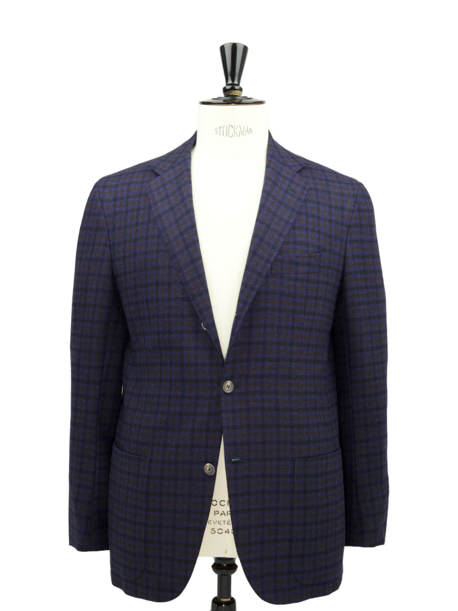 Kiton Dark Purple Woollen Gingham Winter Jacket