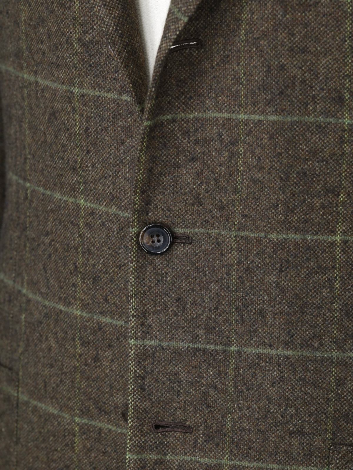 Kiton Taupe & Green Pure Cashmere Windowpane Jacket