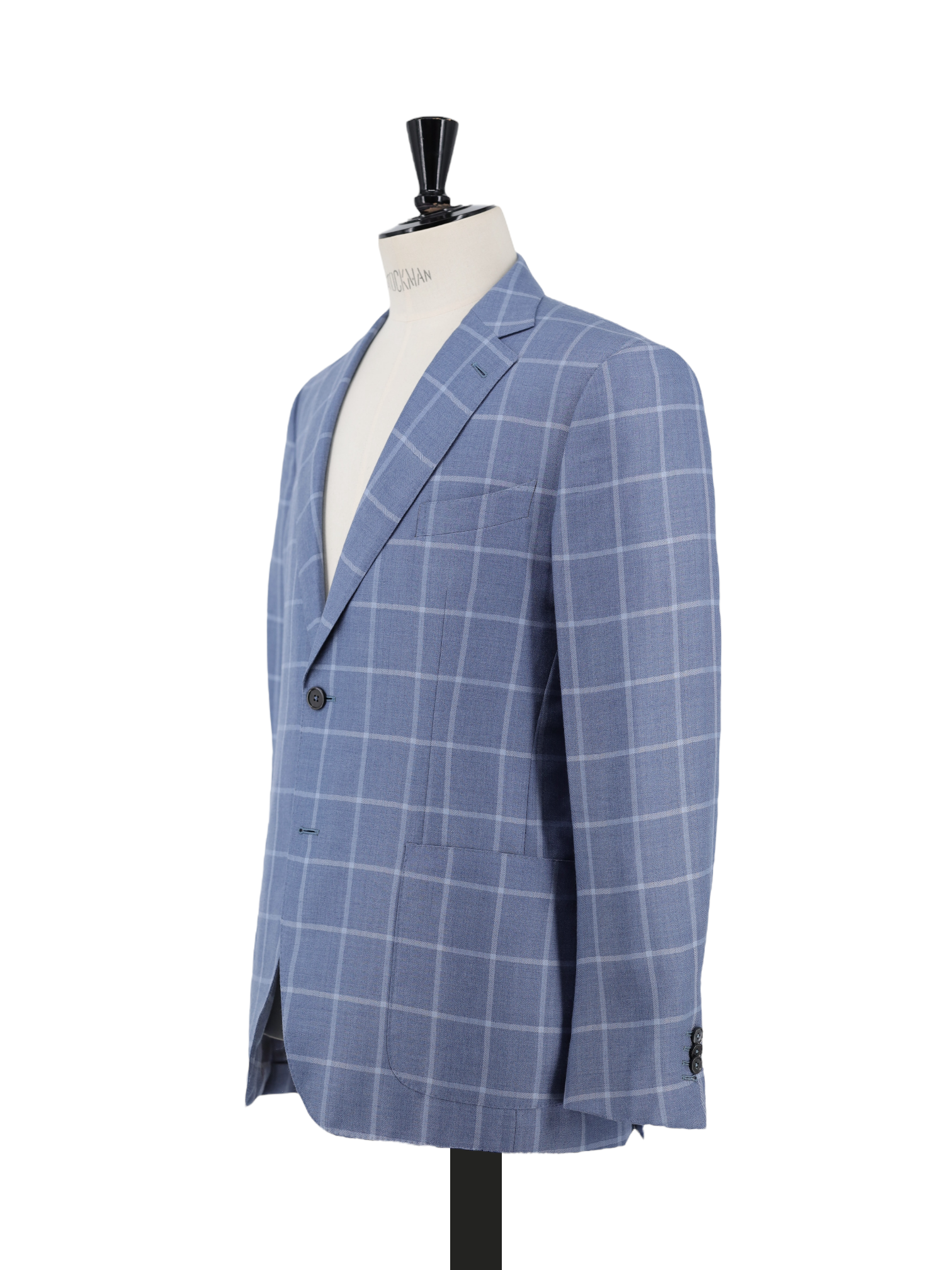 Ermenegildo Zegna Steel Blue Cashmere & Silk Windowpane Street Jacket